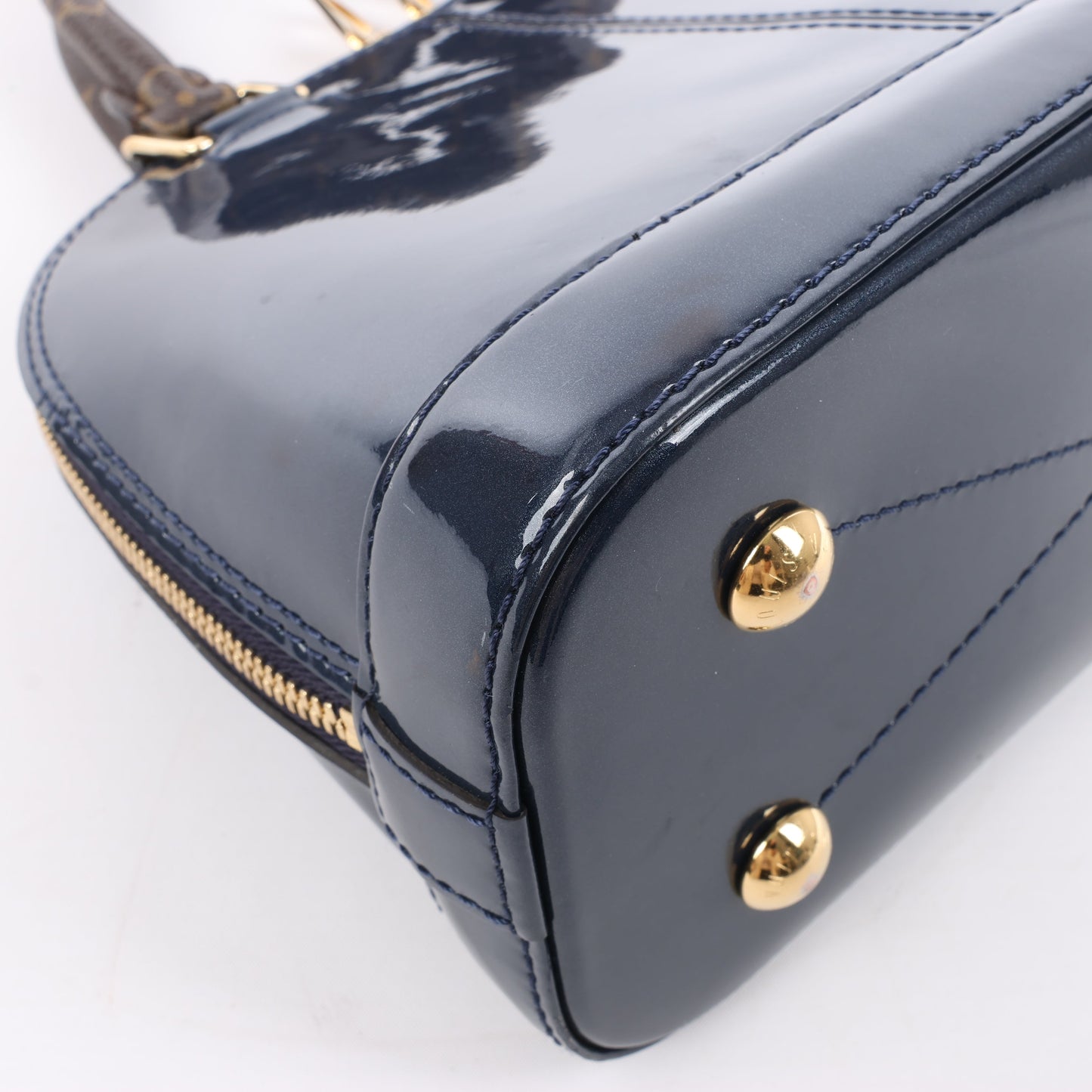 Louis Vuitton Alma BB Monogram Canvas and Vernis Leather Handbag in Navy M54705