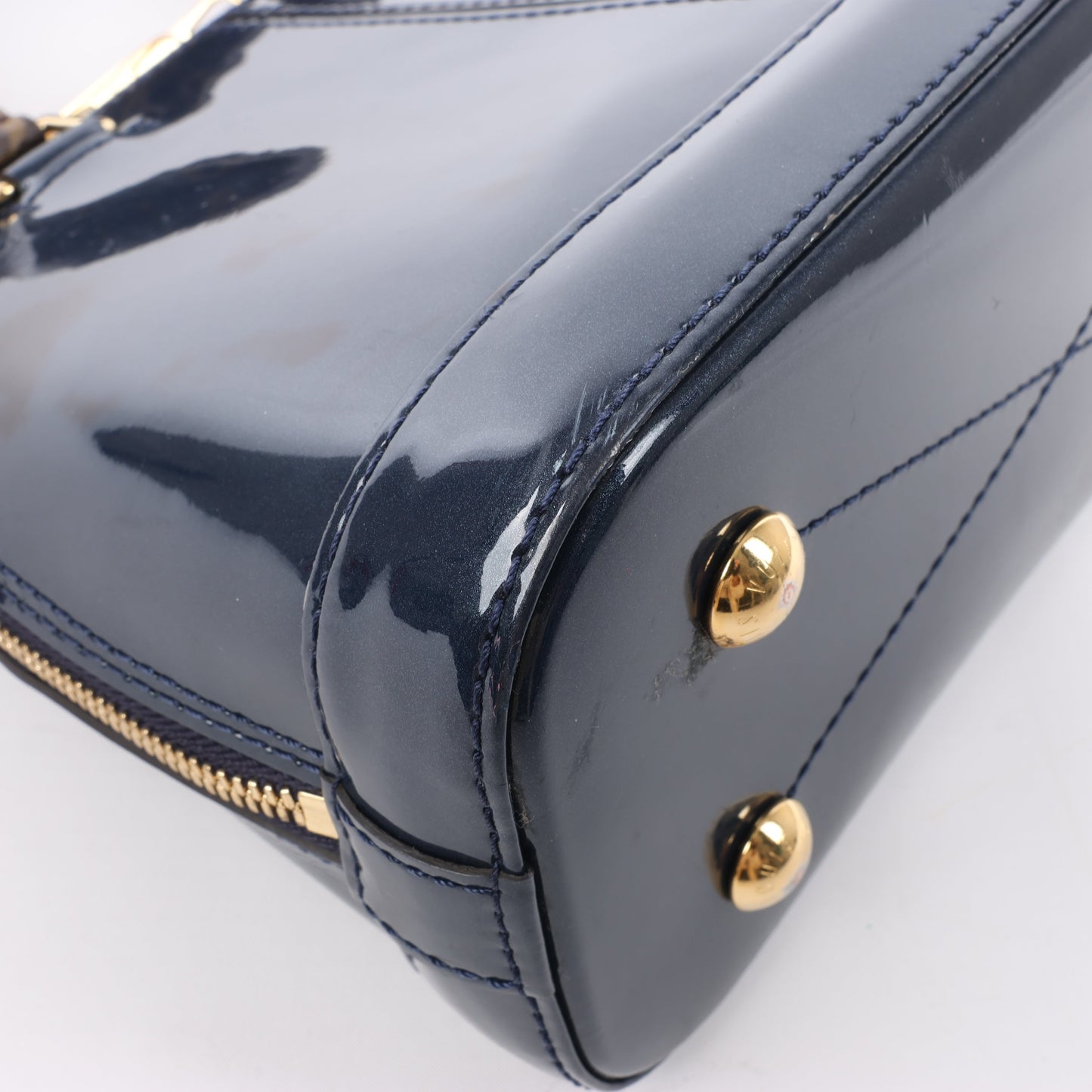 Louis Vuitton Alma BB Monogram Canvas and Vernis Leather Handbag in Navy M54705