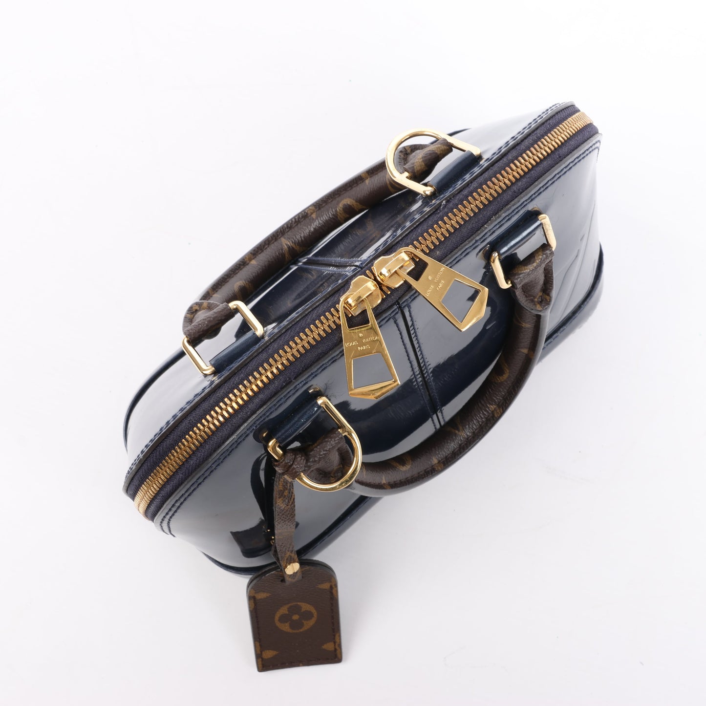 Louis Vuitton Alma BB Monogram Canvas and Vernis Leather Handbag in Navy M54705