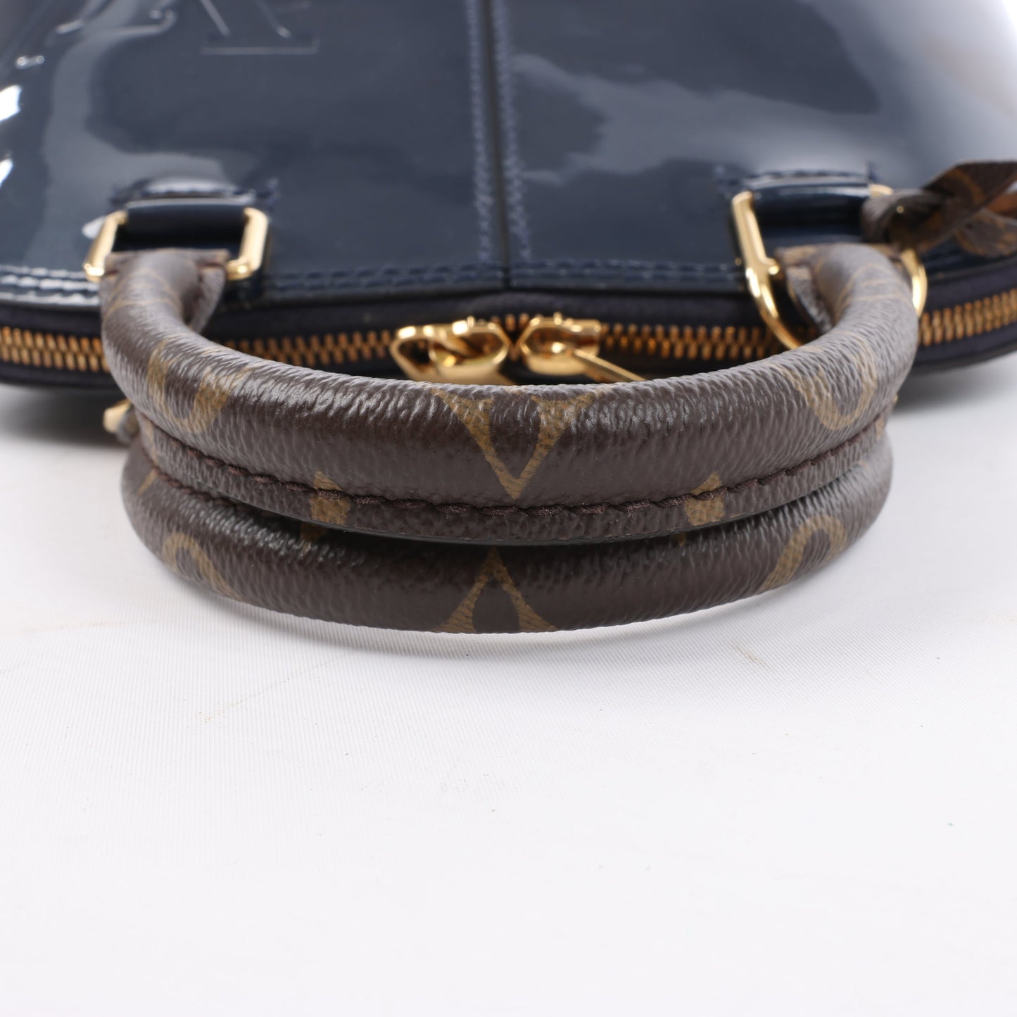 Louis Vuitton Alma BB Monogram Canvas and Vernis Leather Handbag in Navy M54705