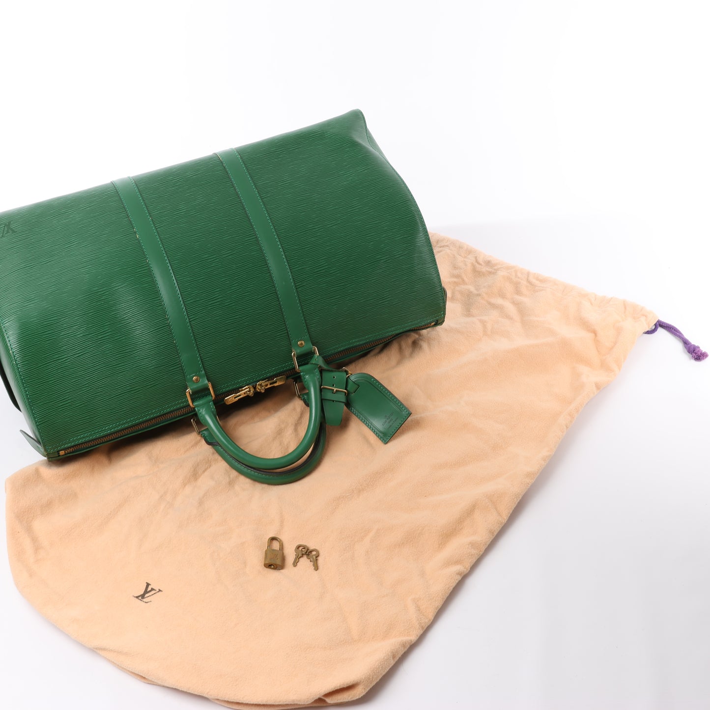 Louis Vuitton Epi Leder Keepall 50 Reisetasche in Grün M42964