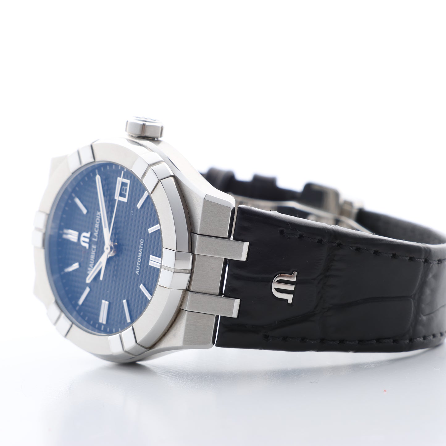 Maurice Lacroix Aikon 39mm AI6007-SS002-330-1 AY36727 SS & Leather AT Black Dial Watch