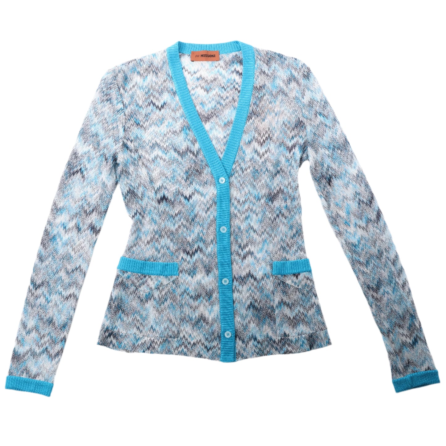 Missoni Häkel-Strickcardigan in Blau, Größe 40 IT