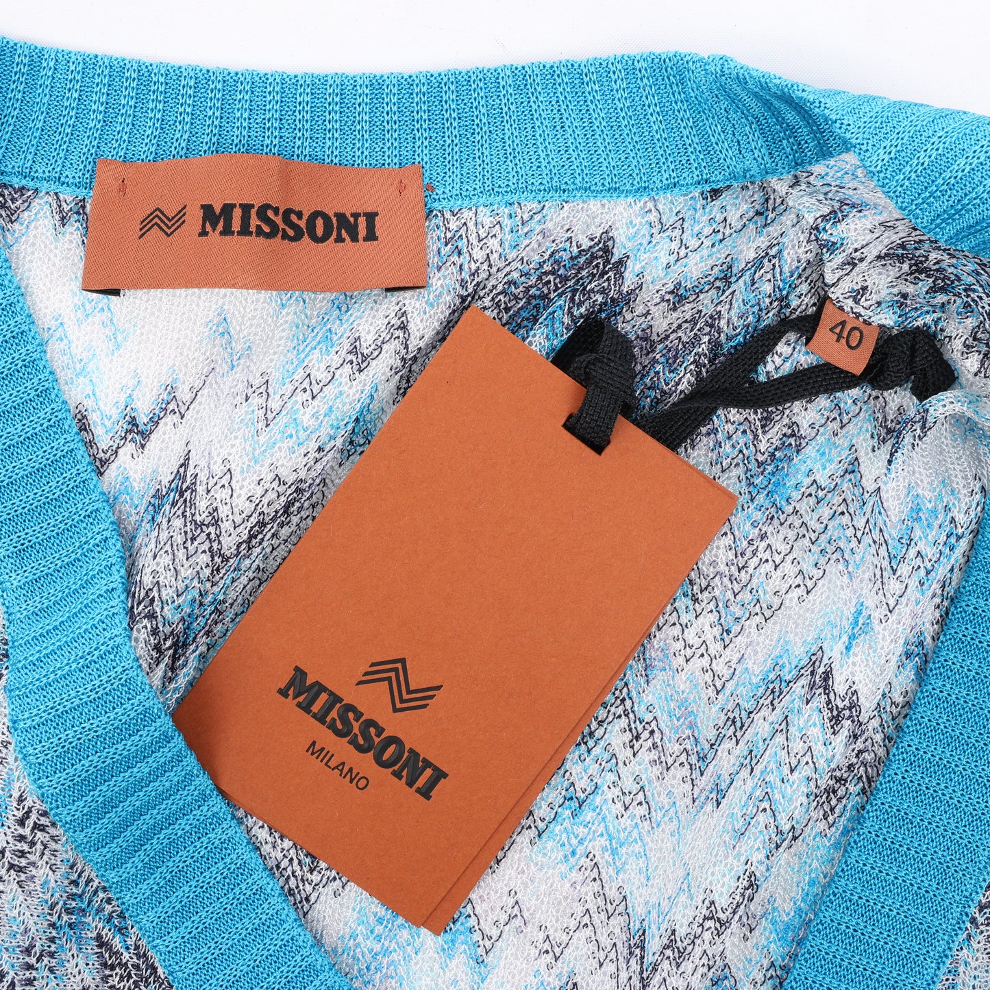 Missoni Häkel-Strickcardigan in Blau, Größe 40 IT
