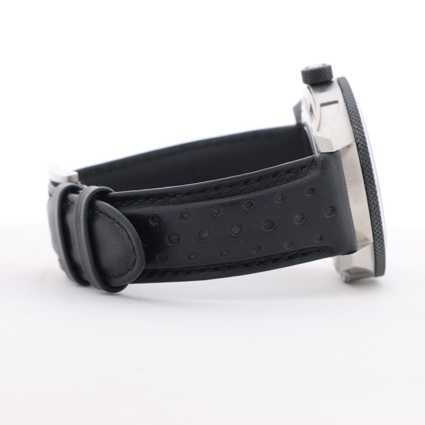 Montblanc Timewalker 7426 PLDH3H733 SS & Leder AT Uhr mit schwarzem Zifferblatt