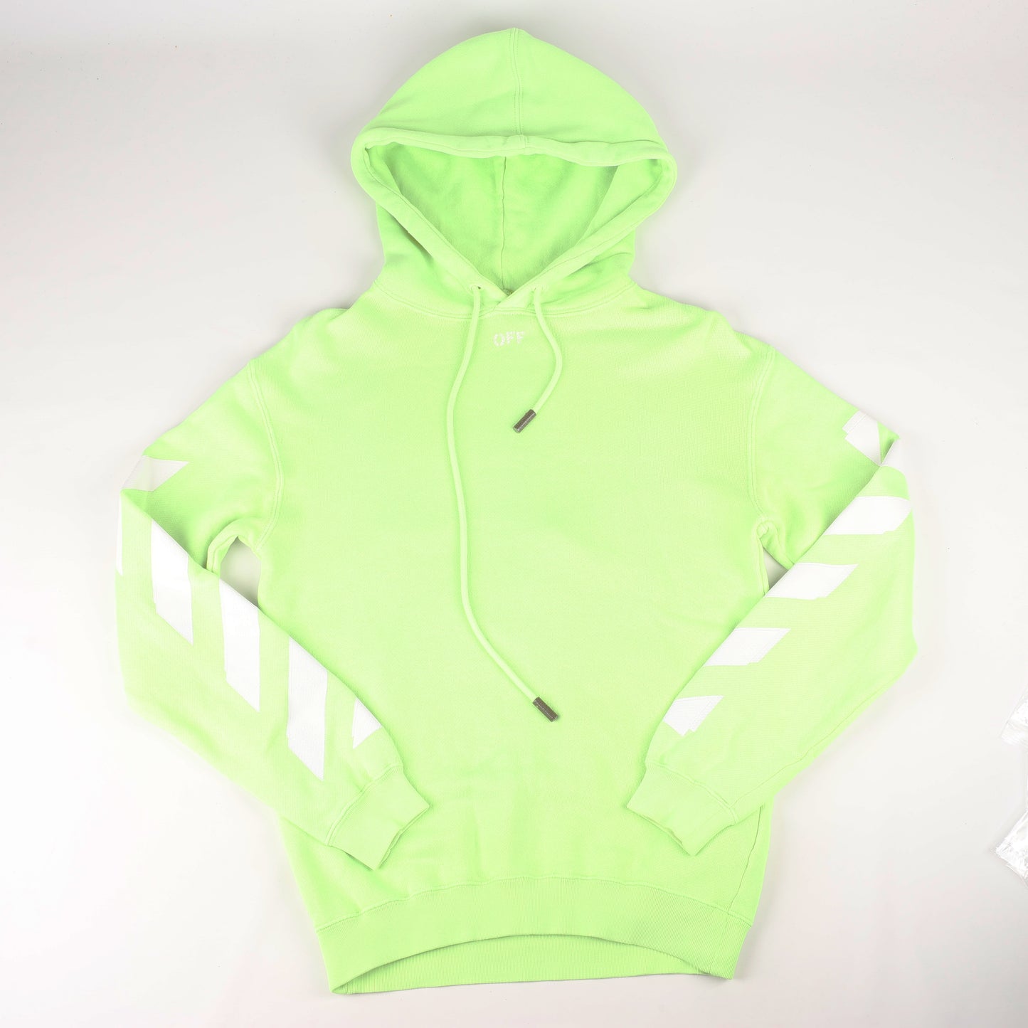 OFF-WHITE Arrow Logo Hooded Sweatshirt in Lime Green