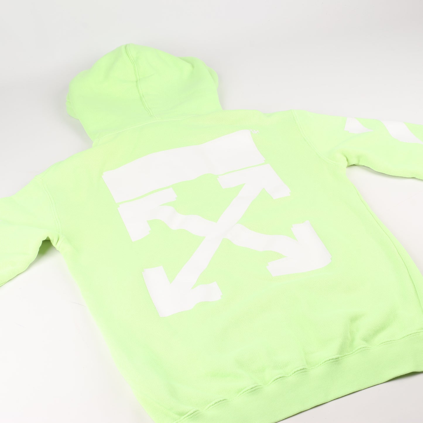 OFF-WHITE Arrow Logo Hooded Sweatshirt in Lime Green