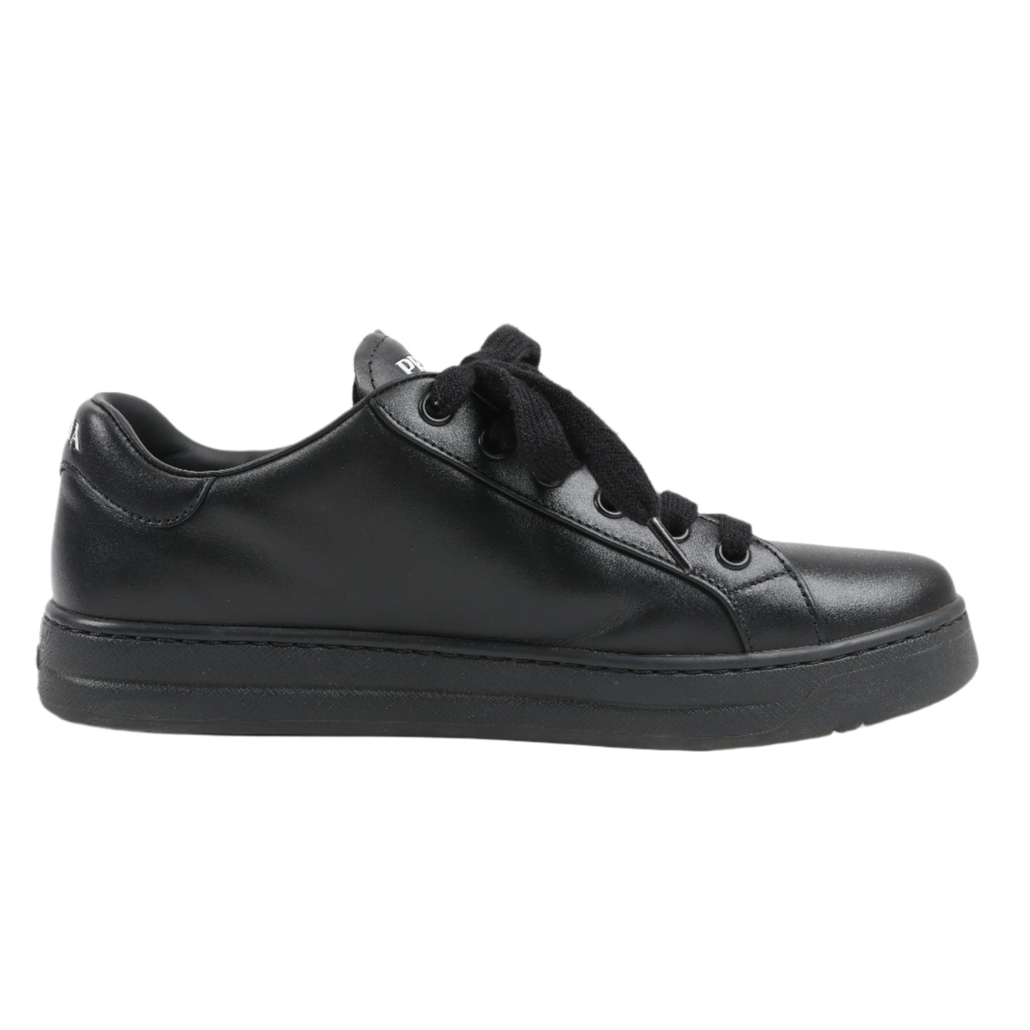 PRADA Logo-Leder-Sneaker in Schwarz × Weiß 1E282N, Größe 37,5 EU