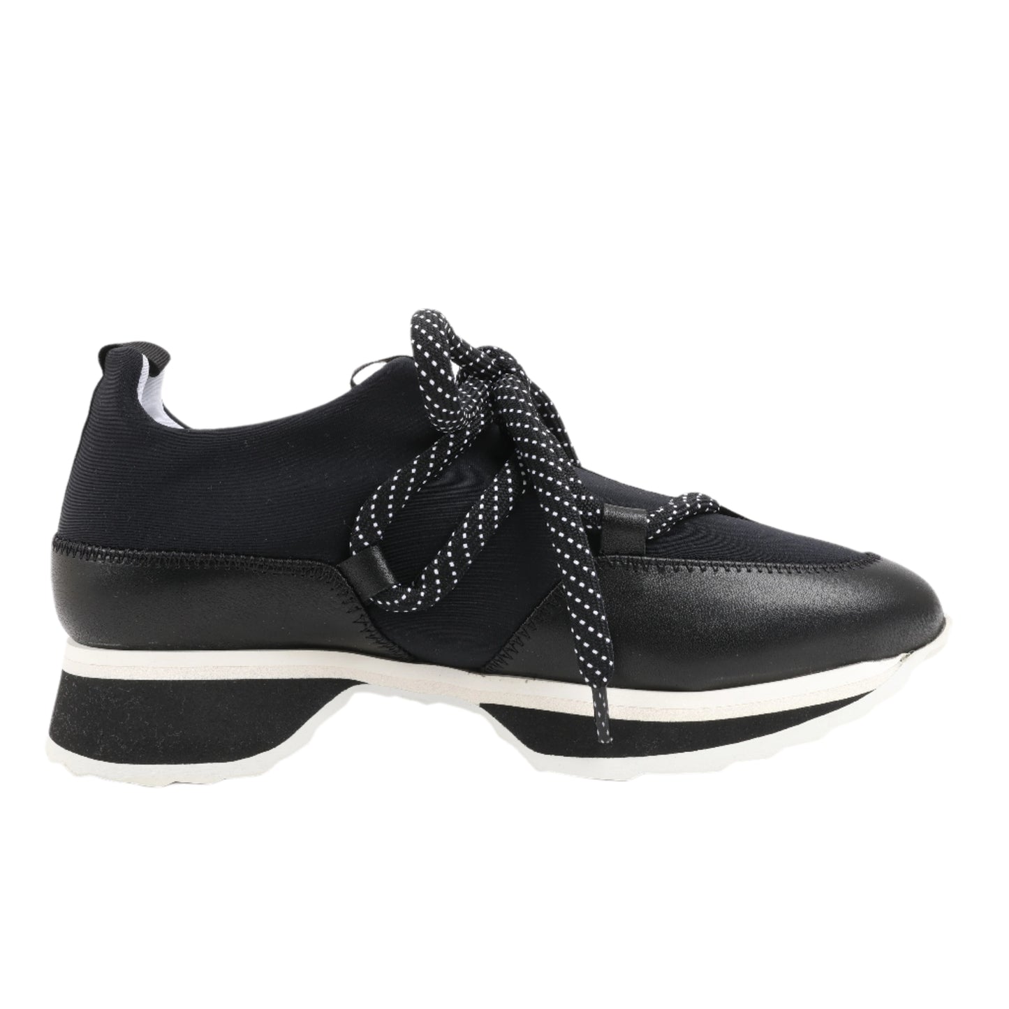 Pierre Hardy Leder x Stoff Sneakers in Schwarz x Marineblau, Größe 37 EU