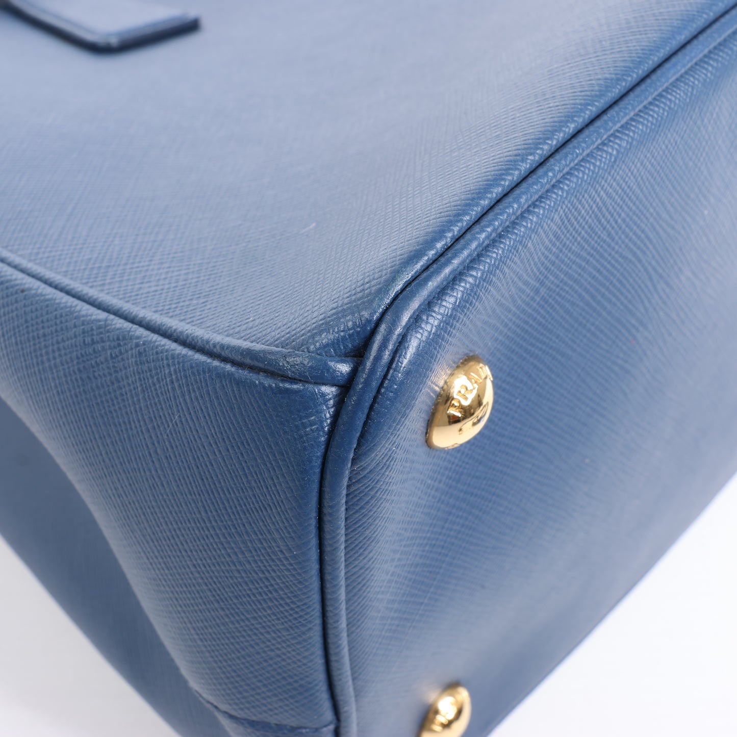 Sac à main Prada Galleria Saffiano Lux en cuir bleu
