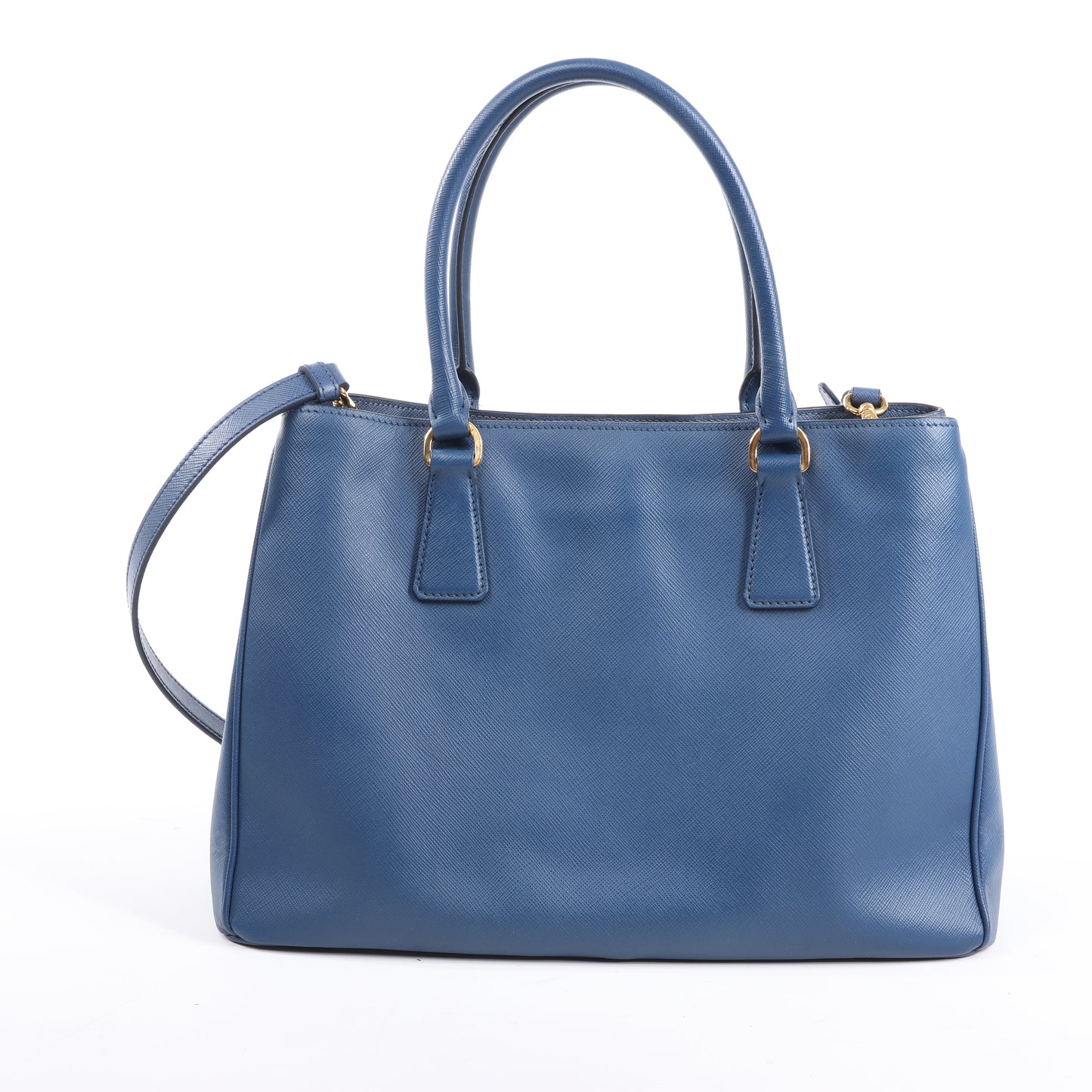 Sac à main Prada Galleria Saffiano Lux en cuir bleu