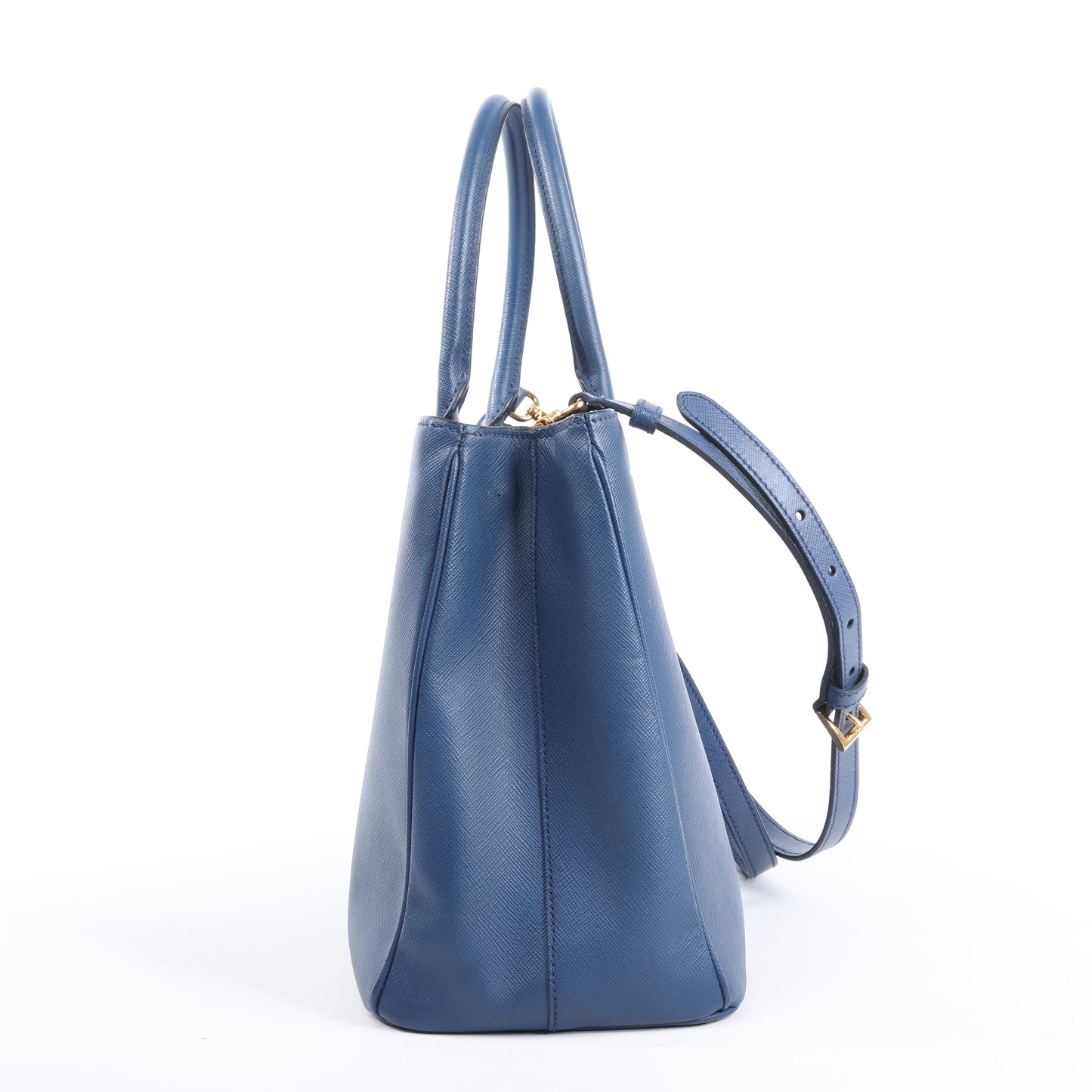 Sac à main Prada Galleria Saffiano Lux en cuir bleu