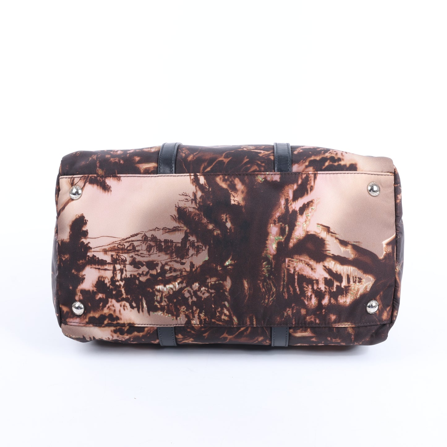 Prada Tessuto Stampato 2-Wege-Handtasche aus Nylon und Leder in Schwarz x Lila BL0922