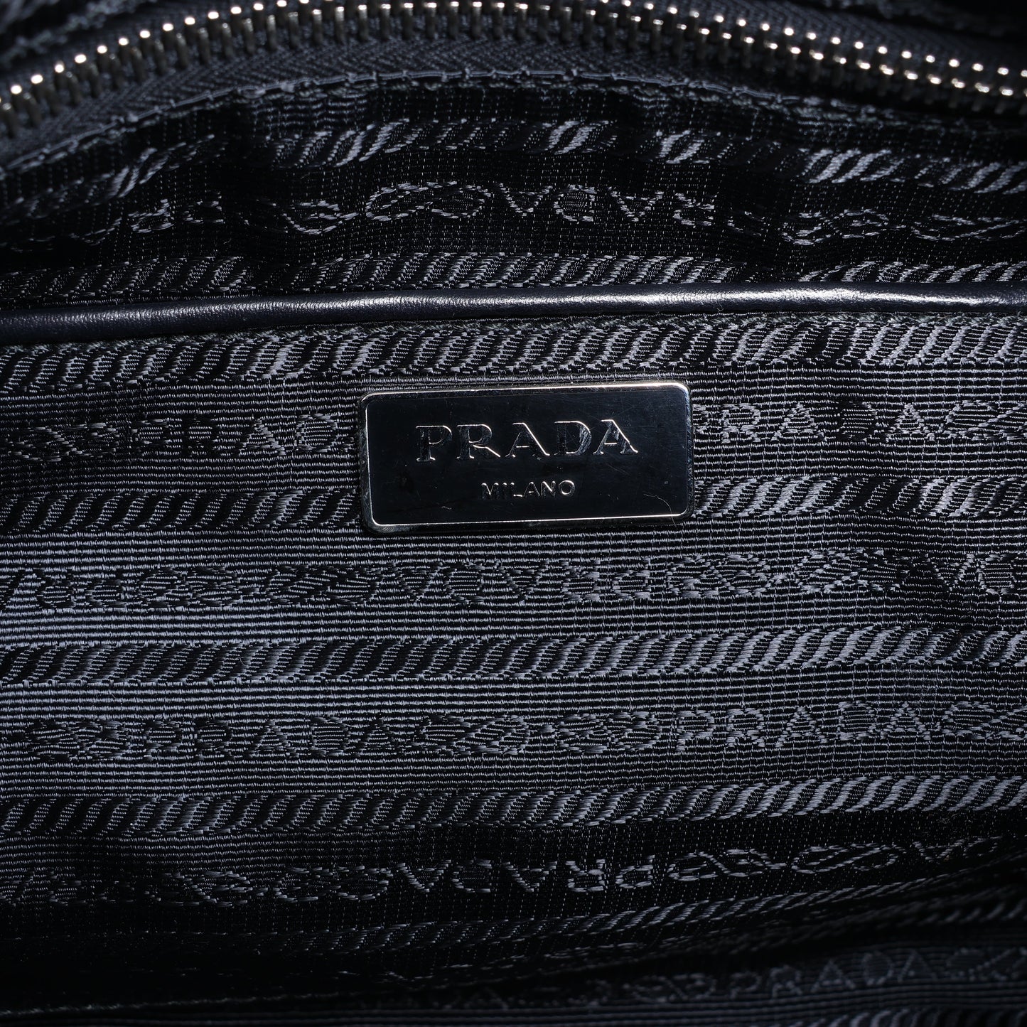 Prada Tessuto Stampato Nylon & Leather 2Way Handag in Black x Purple BL0922