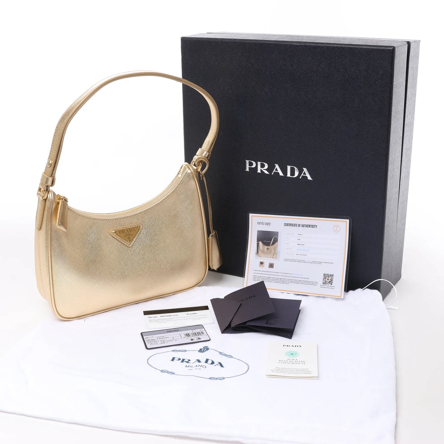 Prada Saffiano Lux Mini Re-Edition Schultertasche Platino 1BC204