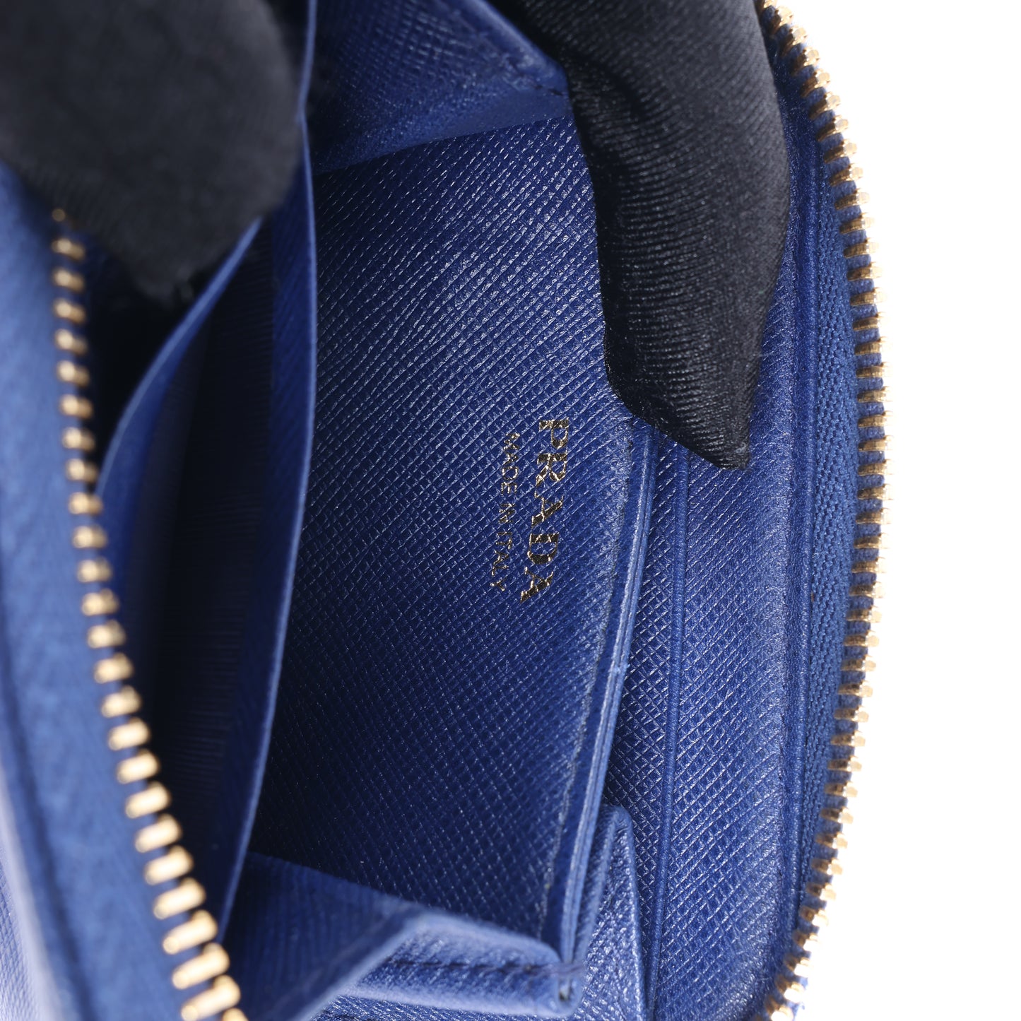 Prada – Münzgeldbörse aus Saffiano-Metall 1MM268 aus blauem Leder