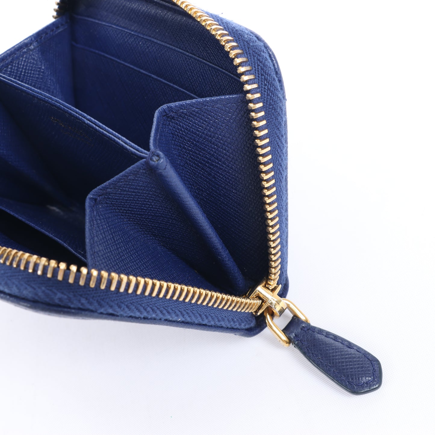 Prada – Münzgeldbörse aus Saffiano-Metall 1MM268 aus blauem Leder