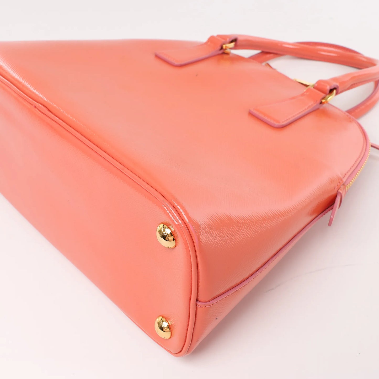 Prada Saffiano Vernice Dome Leather 2Way Handbag in Begonia BL0909