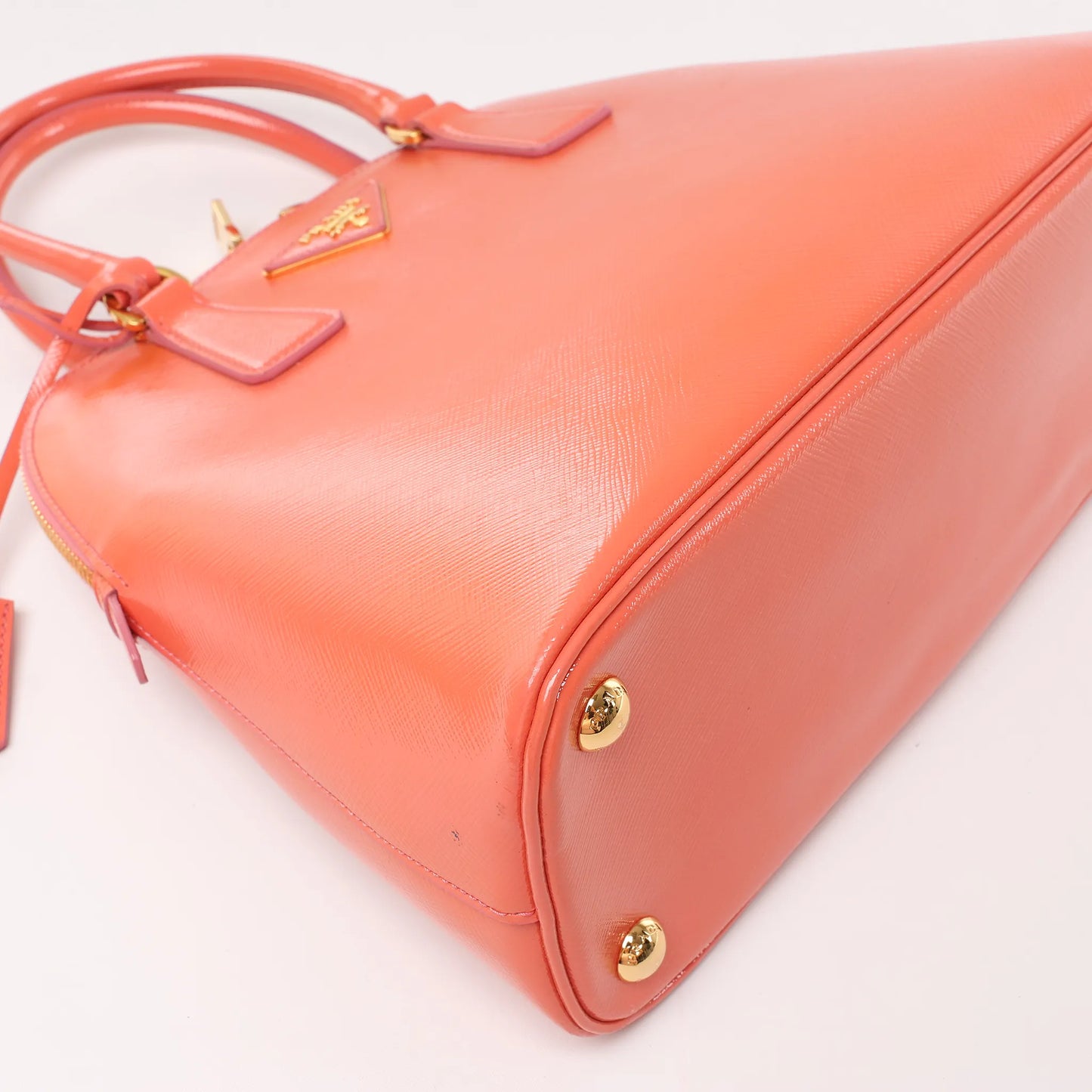 Prada Saffiano Vernice Dome Leather 2Way Handbag in Begonia BL0909