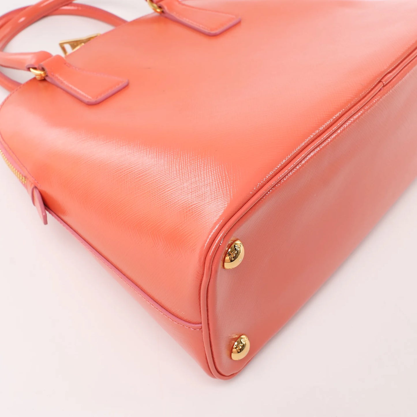 Prada Saffiano Vernice Dome Leather 2Way Handbag in Begonia BL0909