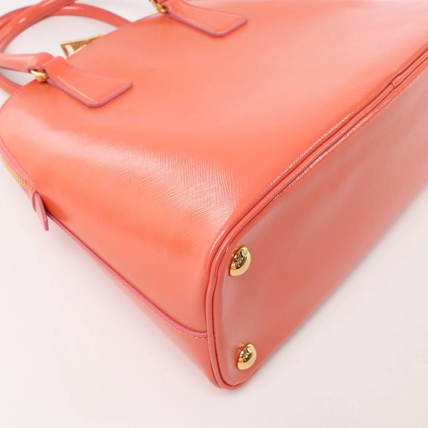 Prada Saffiano Vernice Dome Leather 2Way Handbag in Begonia BL0909