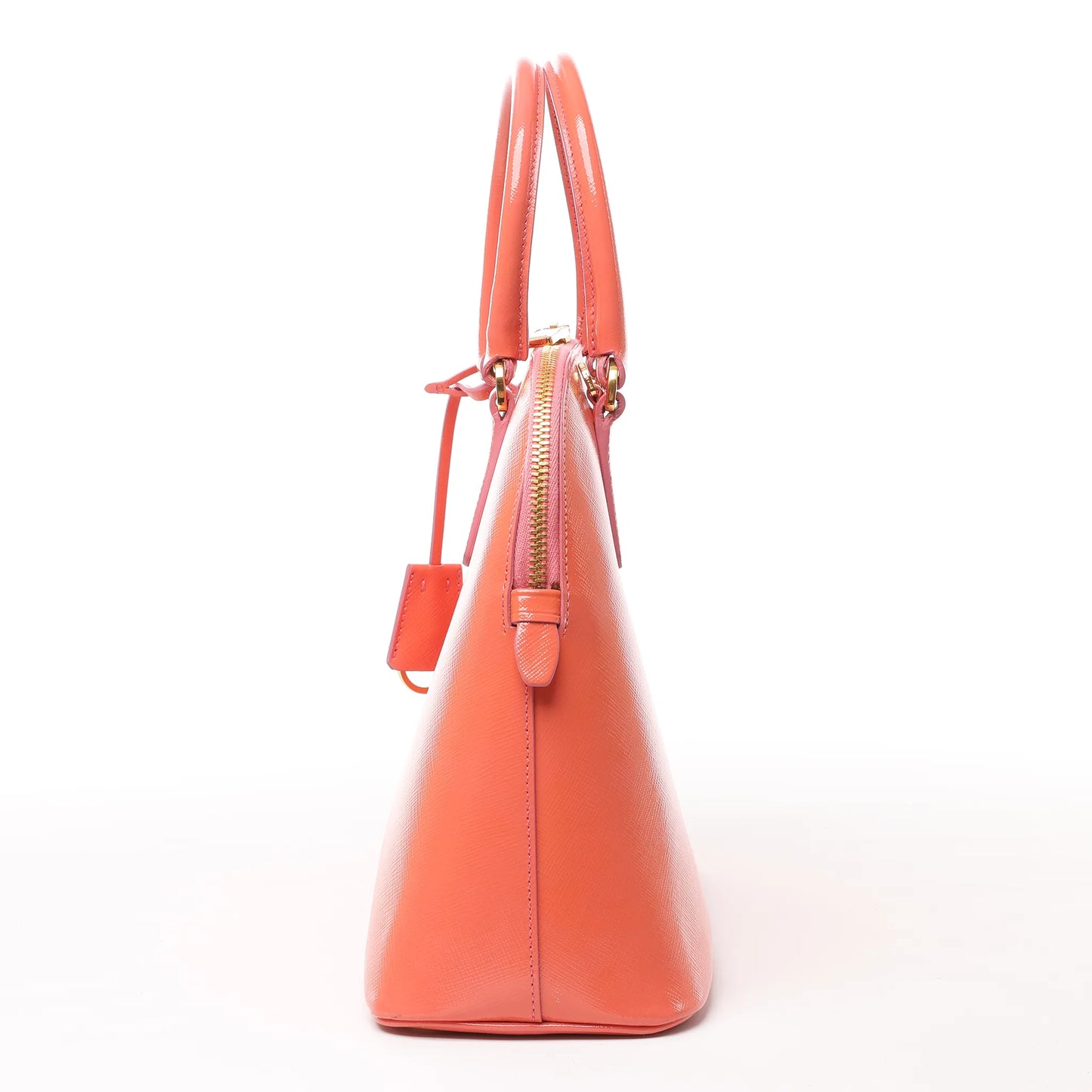 Prada Saffiano Vernice Dome Leather 2Way Handbag in Begonia BL0909