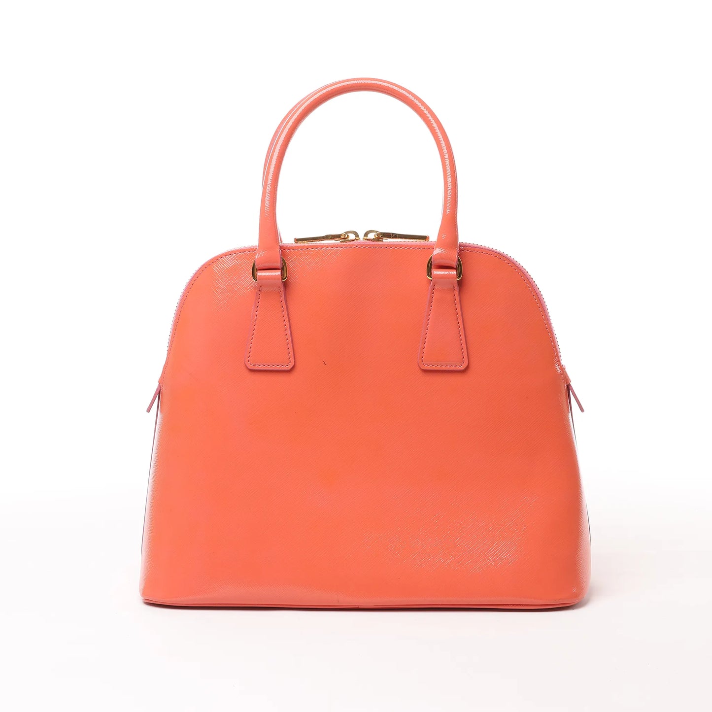 Prada Saffiano Vernice Dome Leather 2Way Handbag in Begonia BL0909
