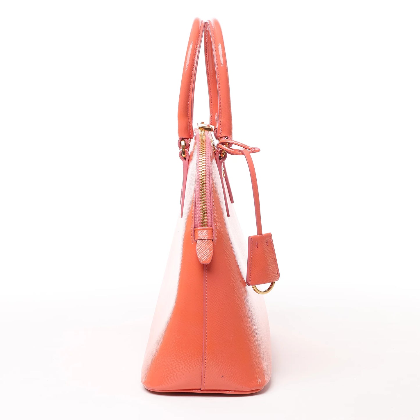 Prada Saffiano Vernice Dome Leather 2Way Handbag in Begonia BL0909