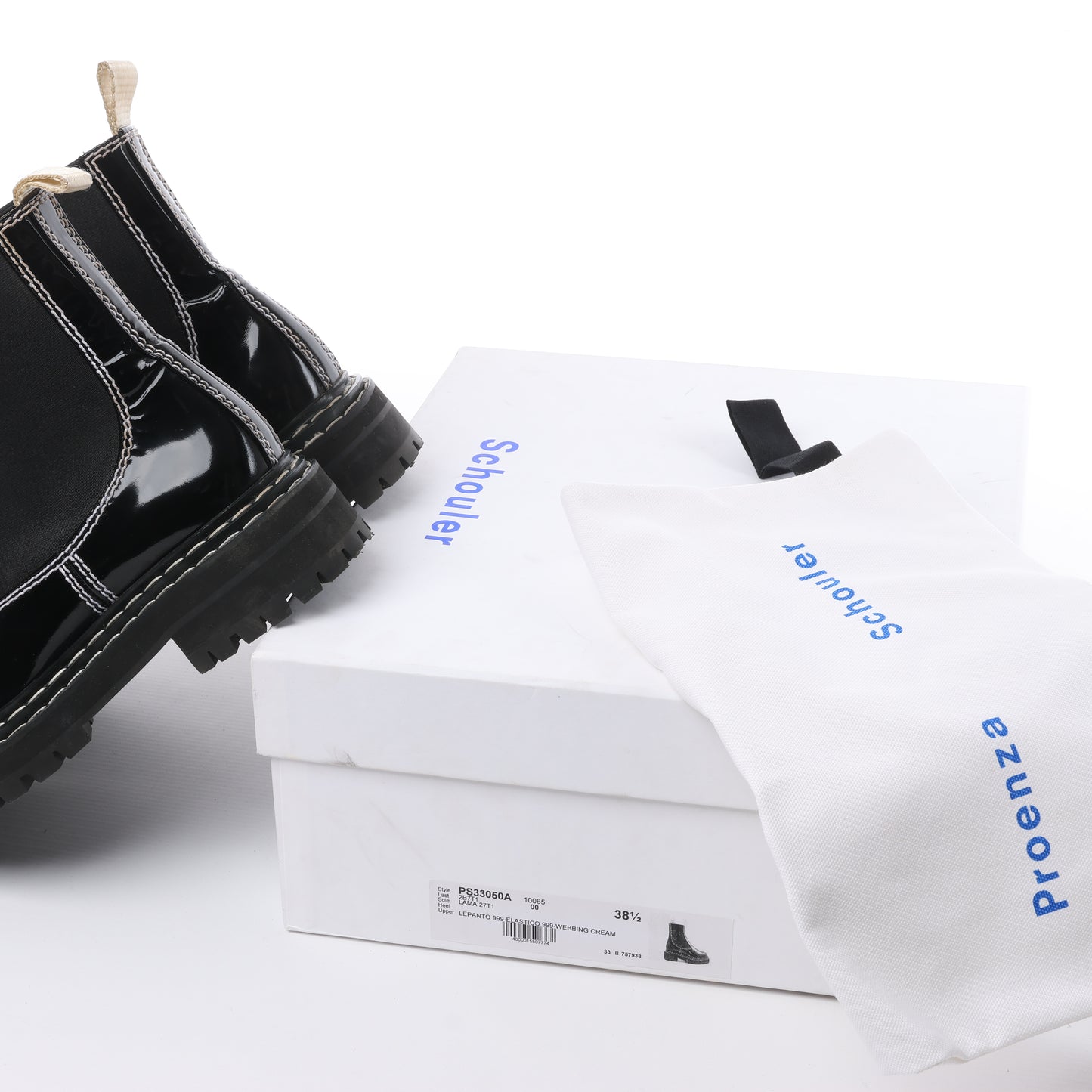 Proenza Schouler Chelsea Boots aus Leder mit Steppnähten in Schwarz, Größe 38,5 EU
