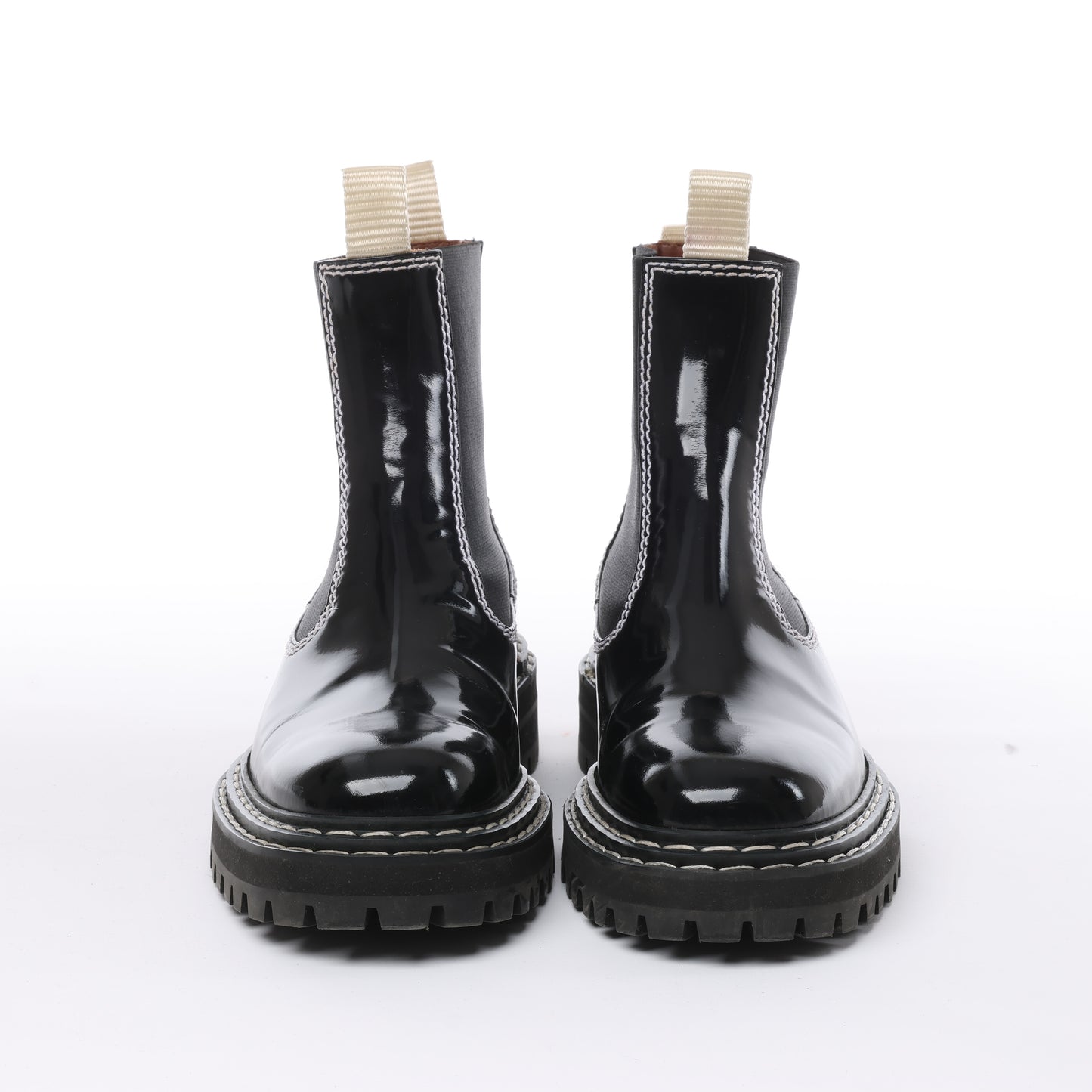 Proenza Schouler Chelsea Boots aus Leder mit Steppnähten in Schwarz, Größe 38,5 EU