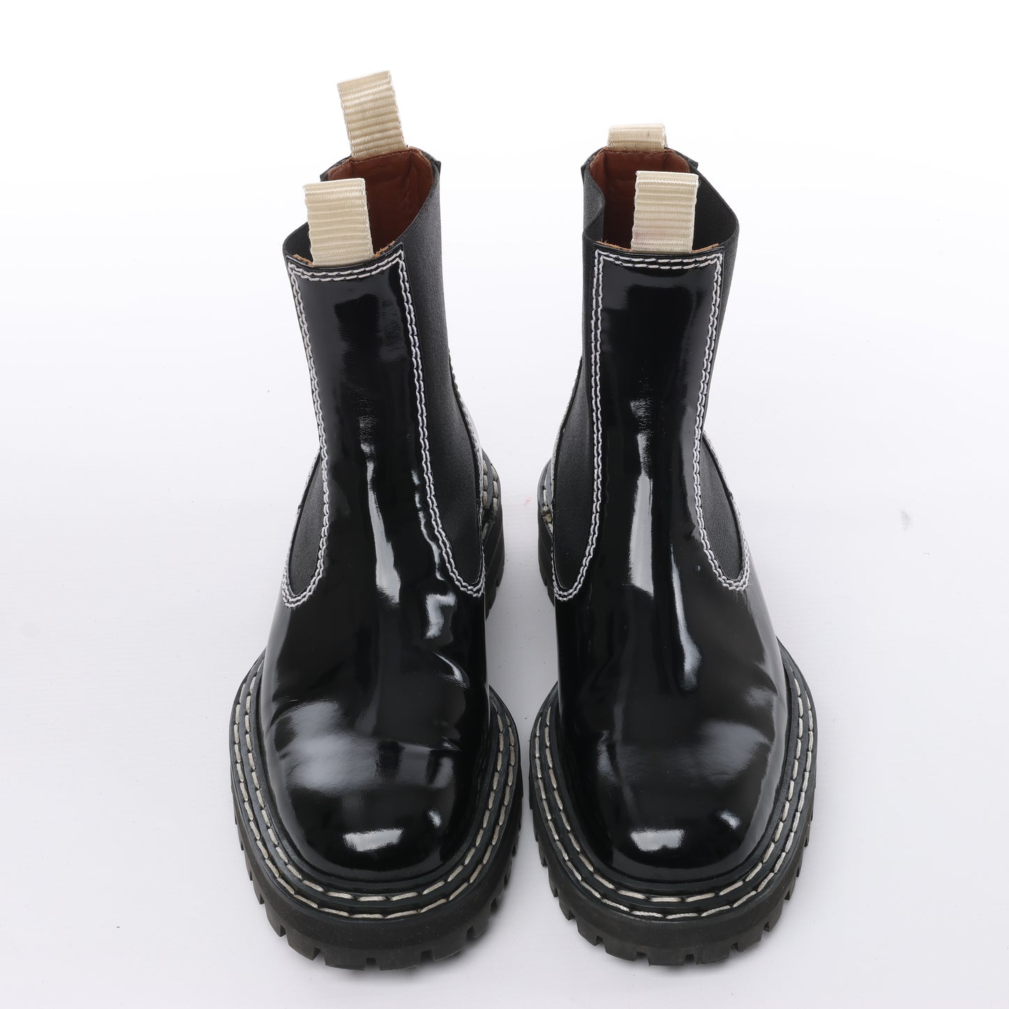 Proenza Schouler Chelsea Boots aus Leder mit Steppnähten in Schwarz, Größe 38,5 EU