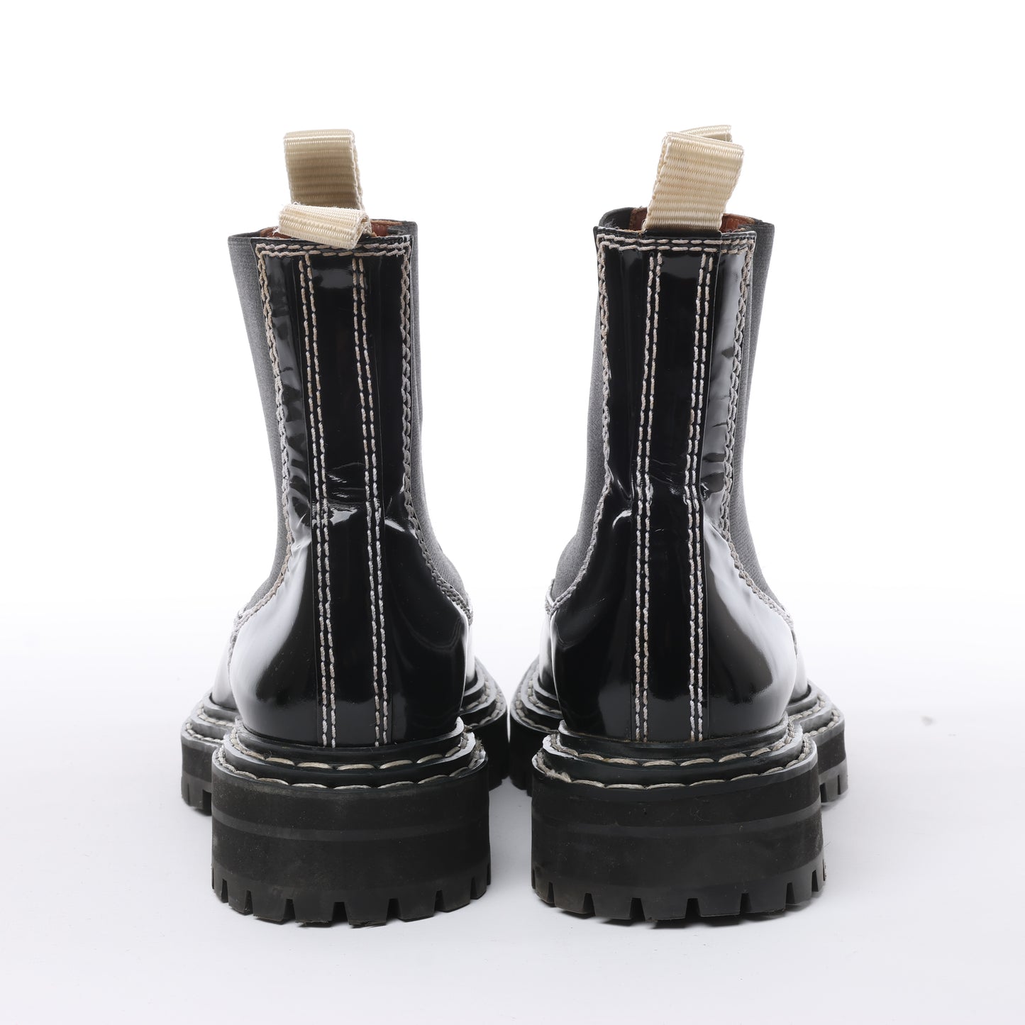 Proenza Schouler Chelsea Boots aus Leder mit Steppnähten in Schwarz, Größe 38,5 EU