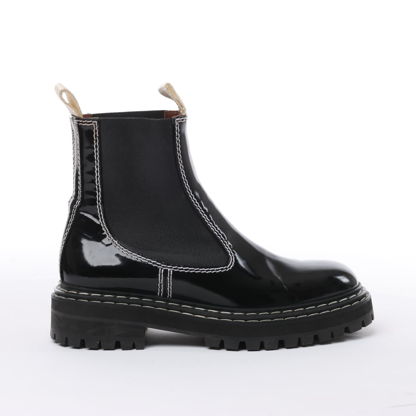 Proenza Schouler Chelsea Boots aus Leder mit Steppnähten in Schwarz, Größe 38,5 EU