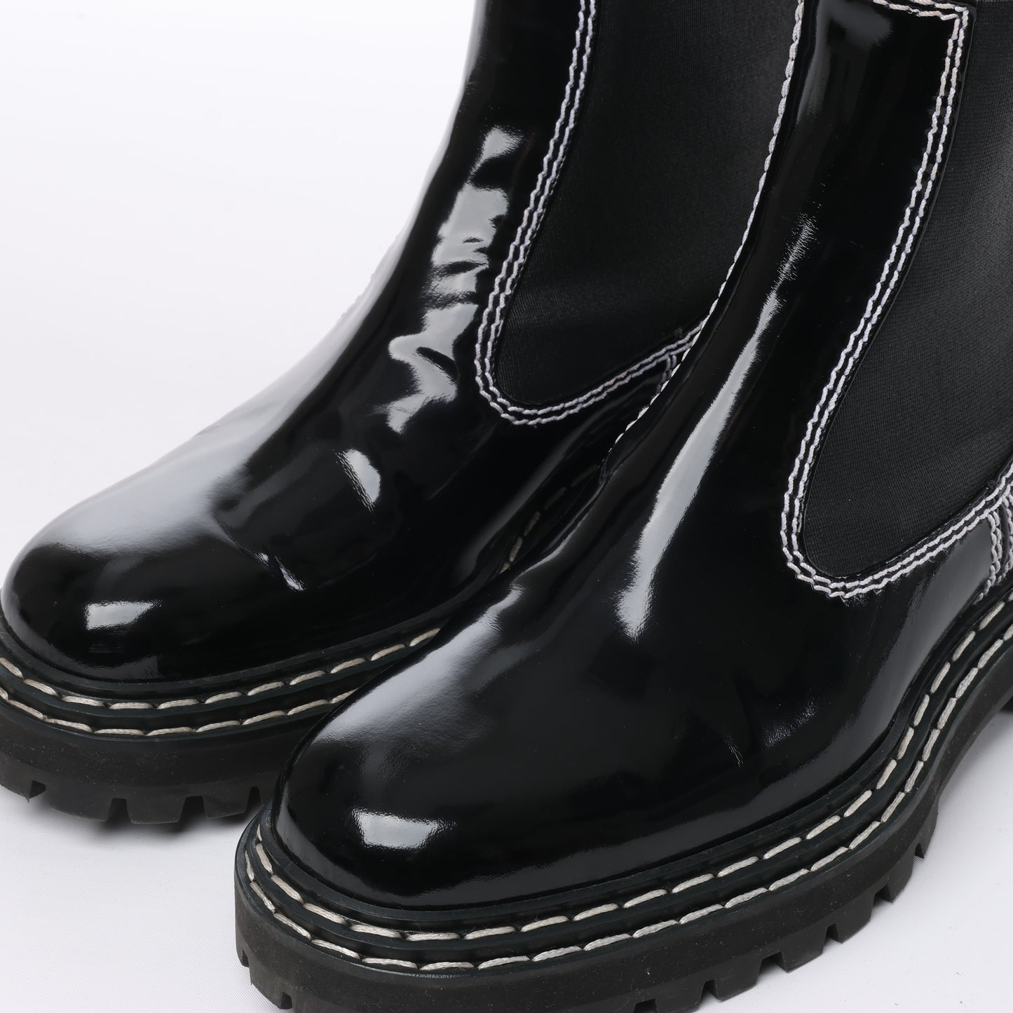 Proenza Schouler Chelsea Boots aus Leder mit Steppnähten in Schwarz, Größe 38,5 EU