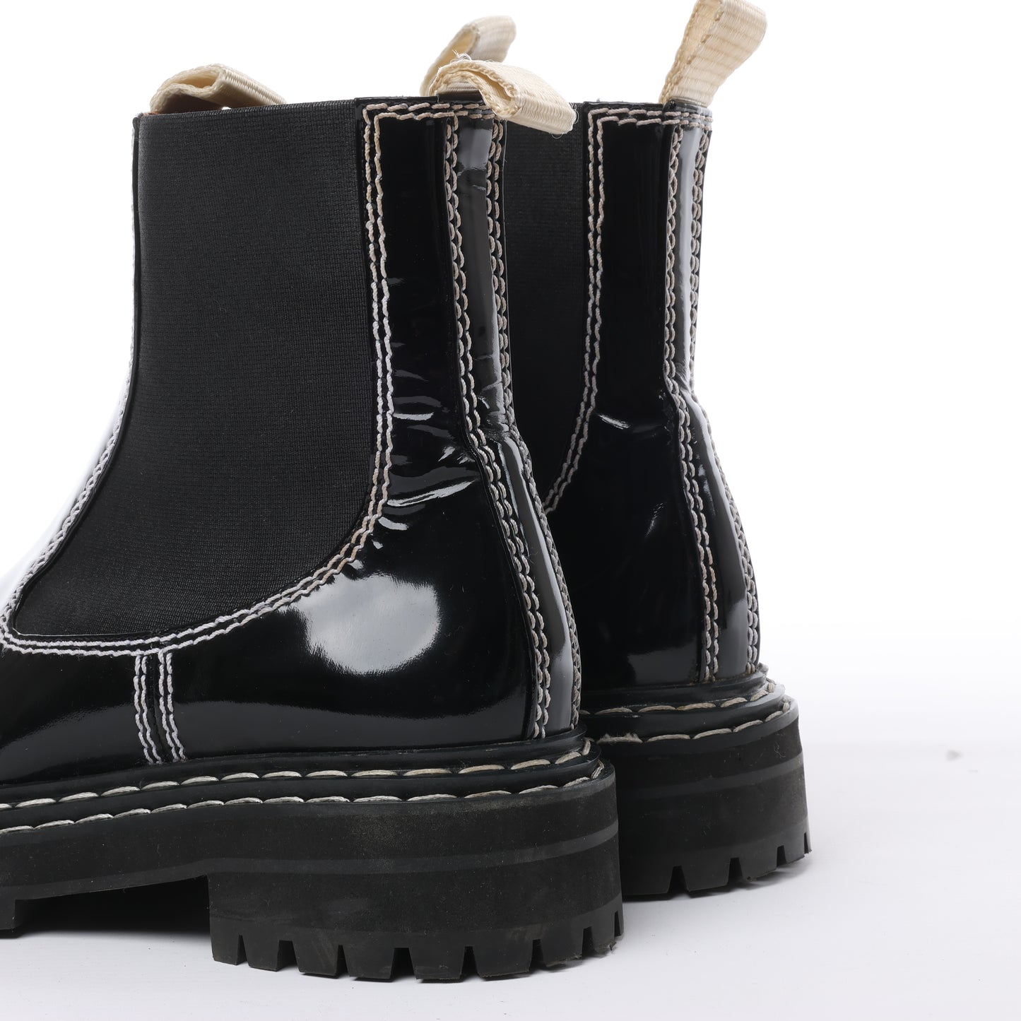 Proenza Schouler Chelsea Boots aus Leder mit Steppnähten in Schwarz, Größe 38,5 EU