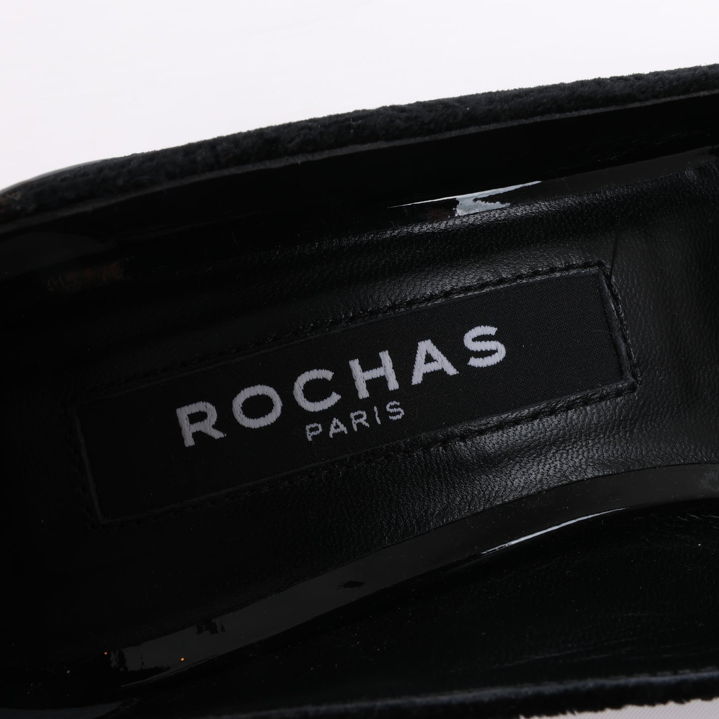 ROCHAS Pumps aus Samt und Lackleder in Schwarz, Größe 37 EU