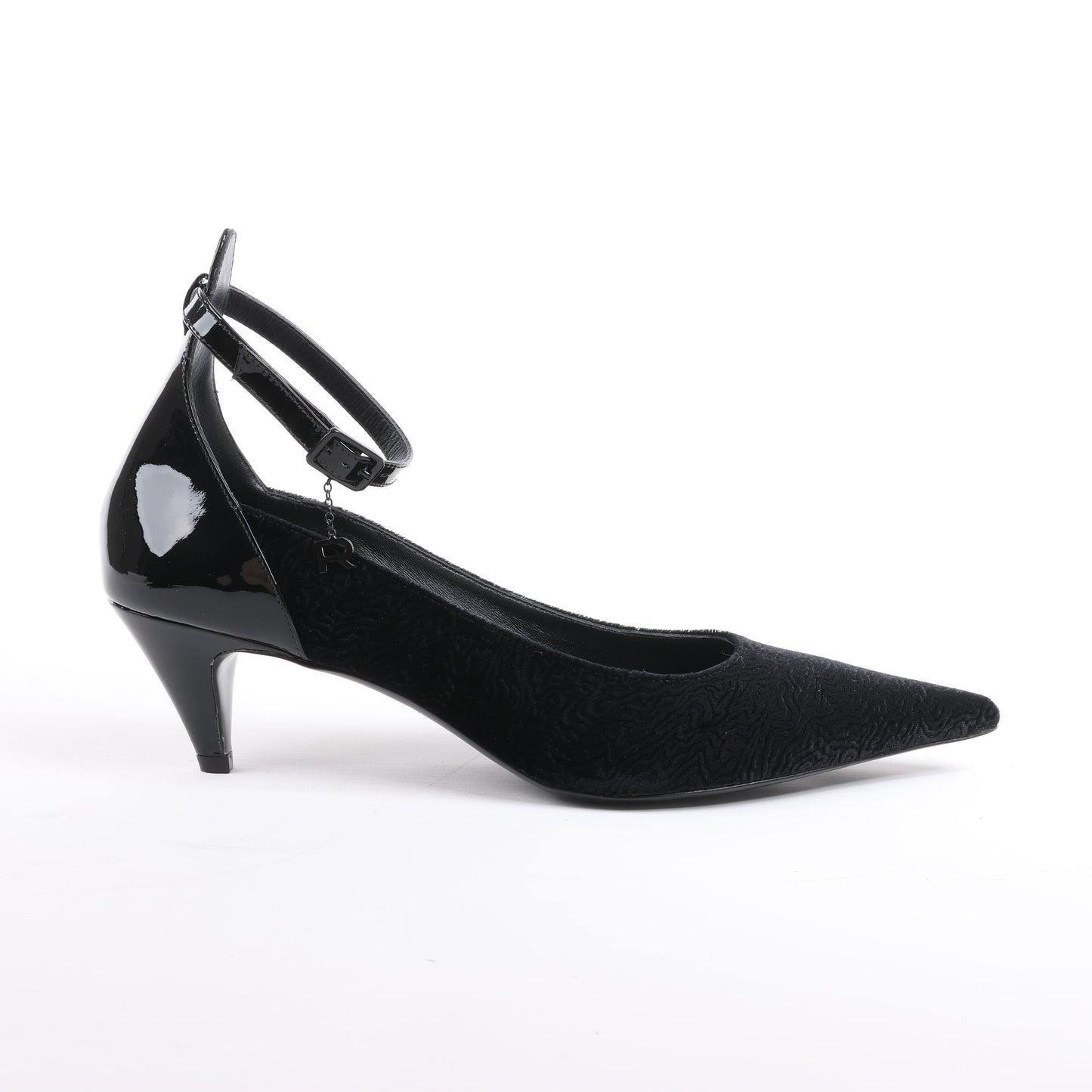 ROCHAS Pumps aus Samt und Lackleder in Schwarz, Größe 37 EU