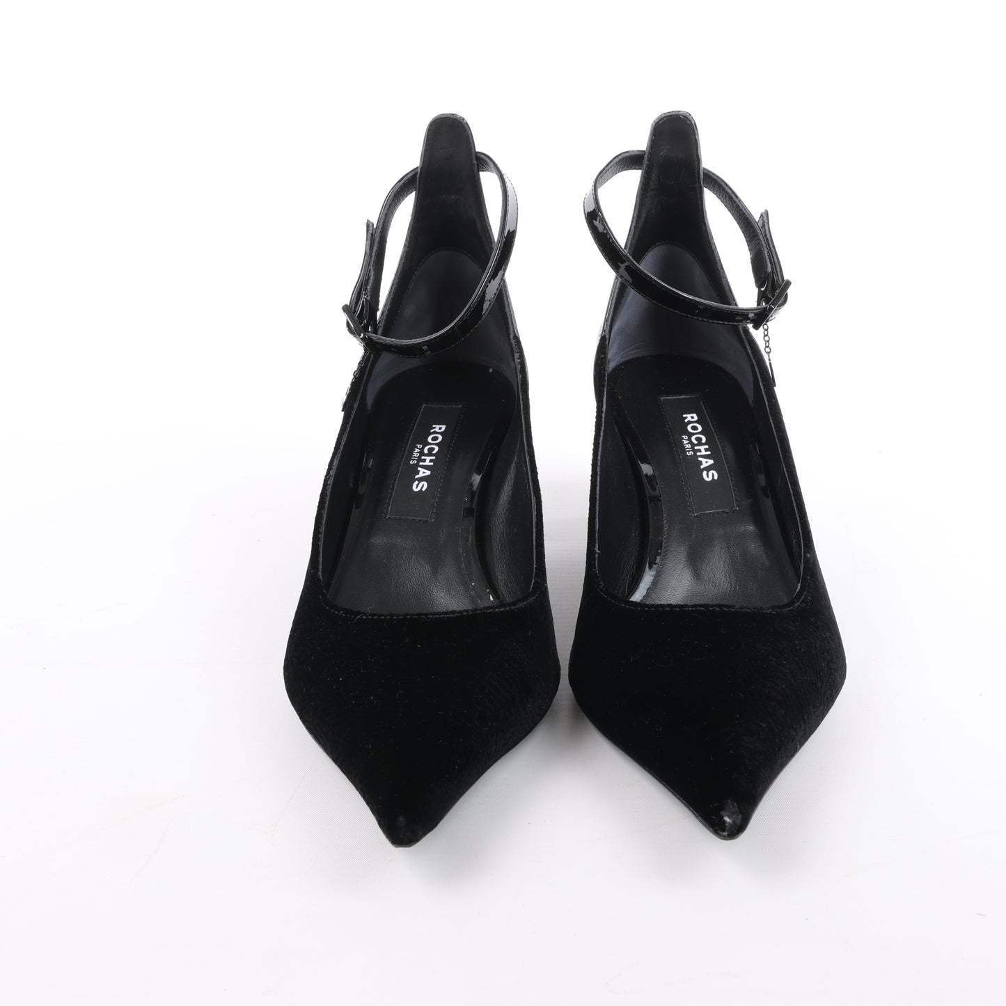ROCHAS Pumps aus Samt und Lackleder in Schwarz, Größe 37 EU