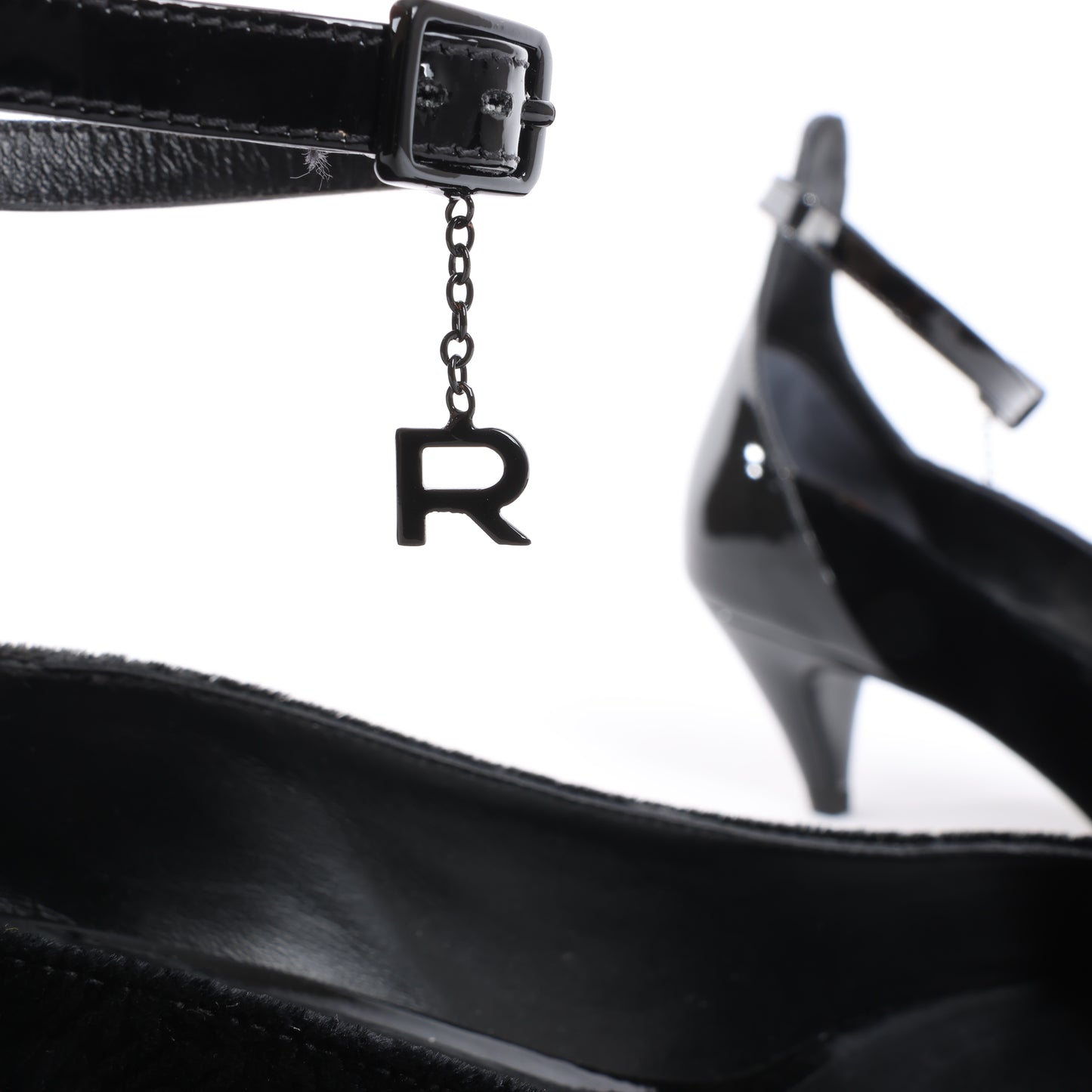 ROCHAS Pumps aus Samt und Lackleder in Schwarz, Größe 37 EU