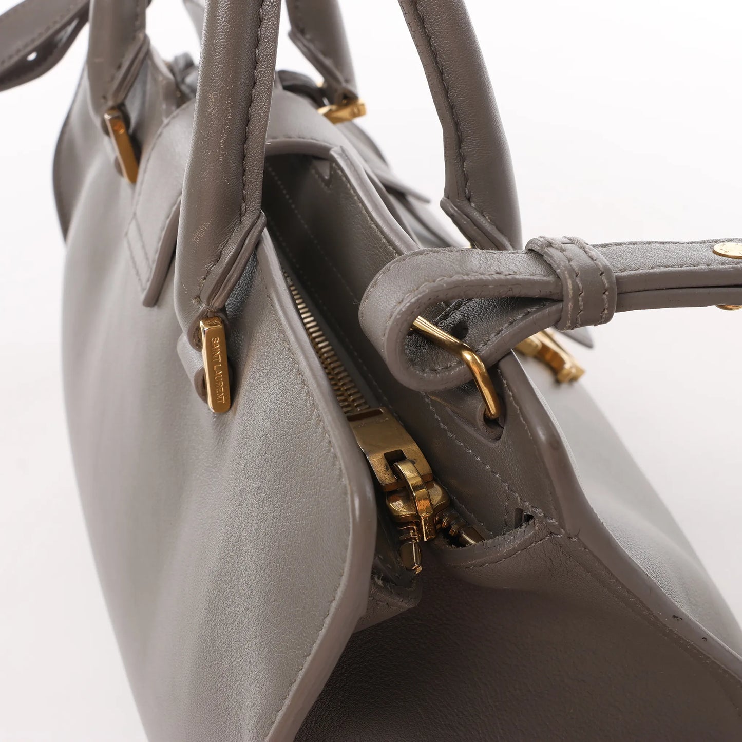 Saint Laurent Paris Baby Cabas Leather 2Way Handbag in Gray 424868