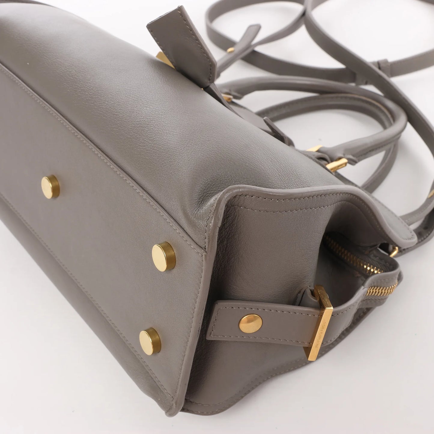 Saint Laurent Paris Baby Cabas Leather 2Way Handbag in Gray 424868