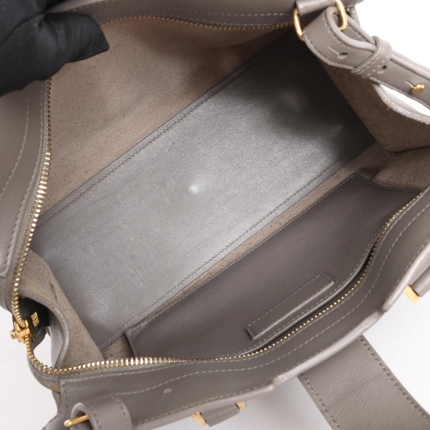 Saint Laurent Paris Baby Cabas Leather 2Way Handbag in Gray 424868