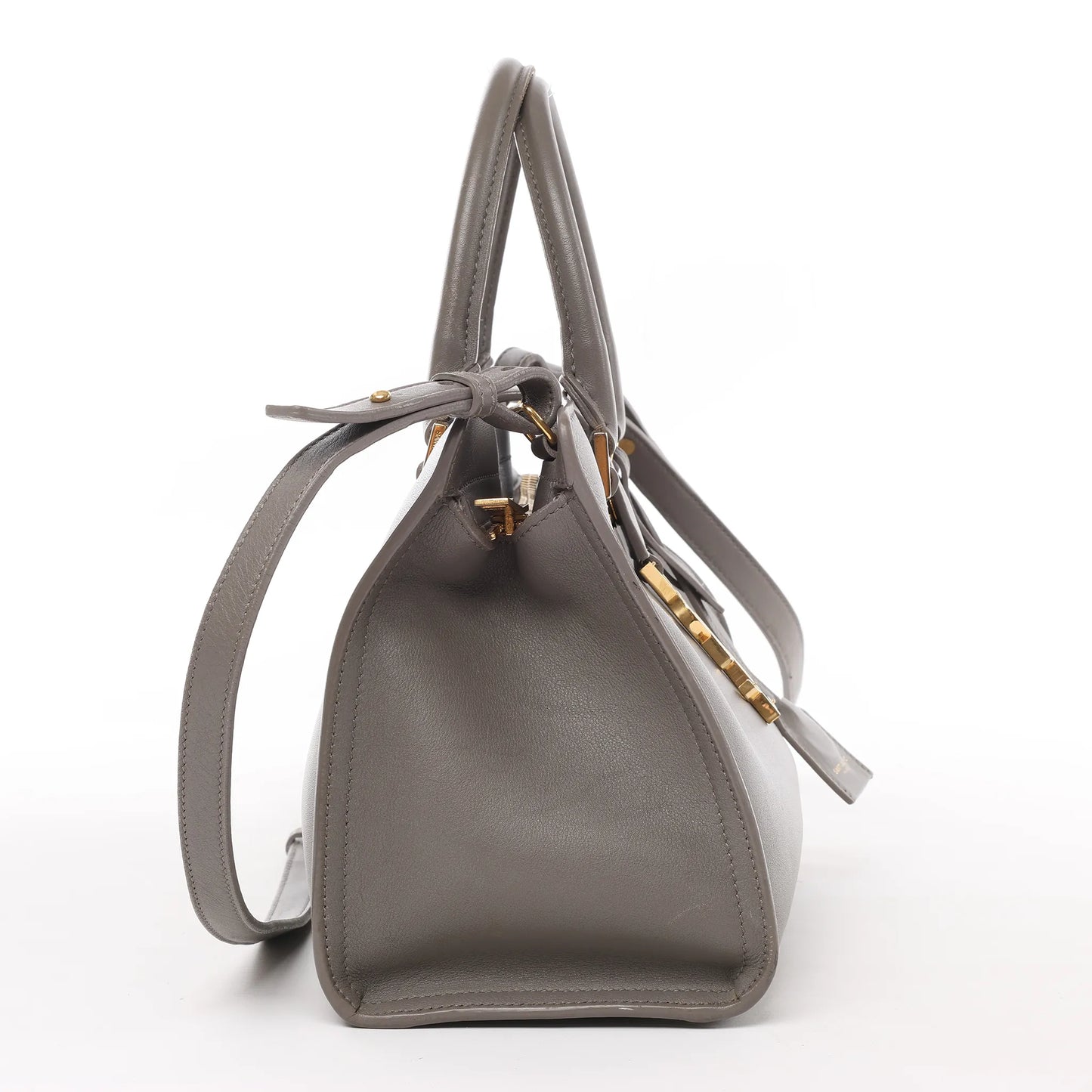 Saint Laurent Paris Baby Cabas Leather 2Way Handbag in Gray 424868