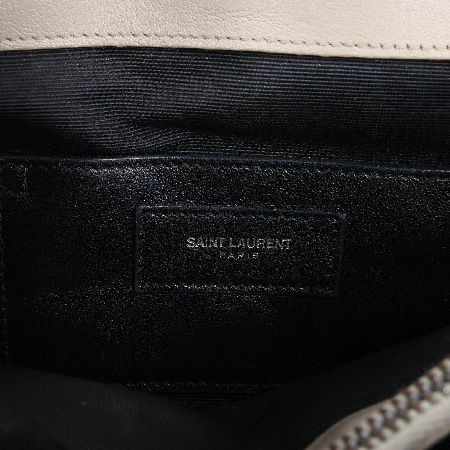 Saint Laurent Paris College Leather Chain Shoulder Bag in Gray 392738
