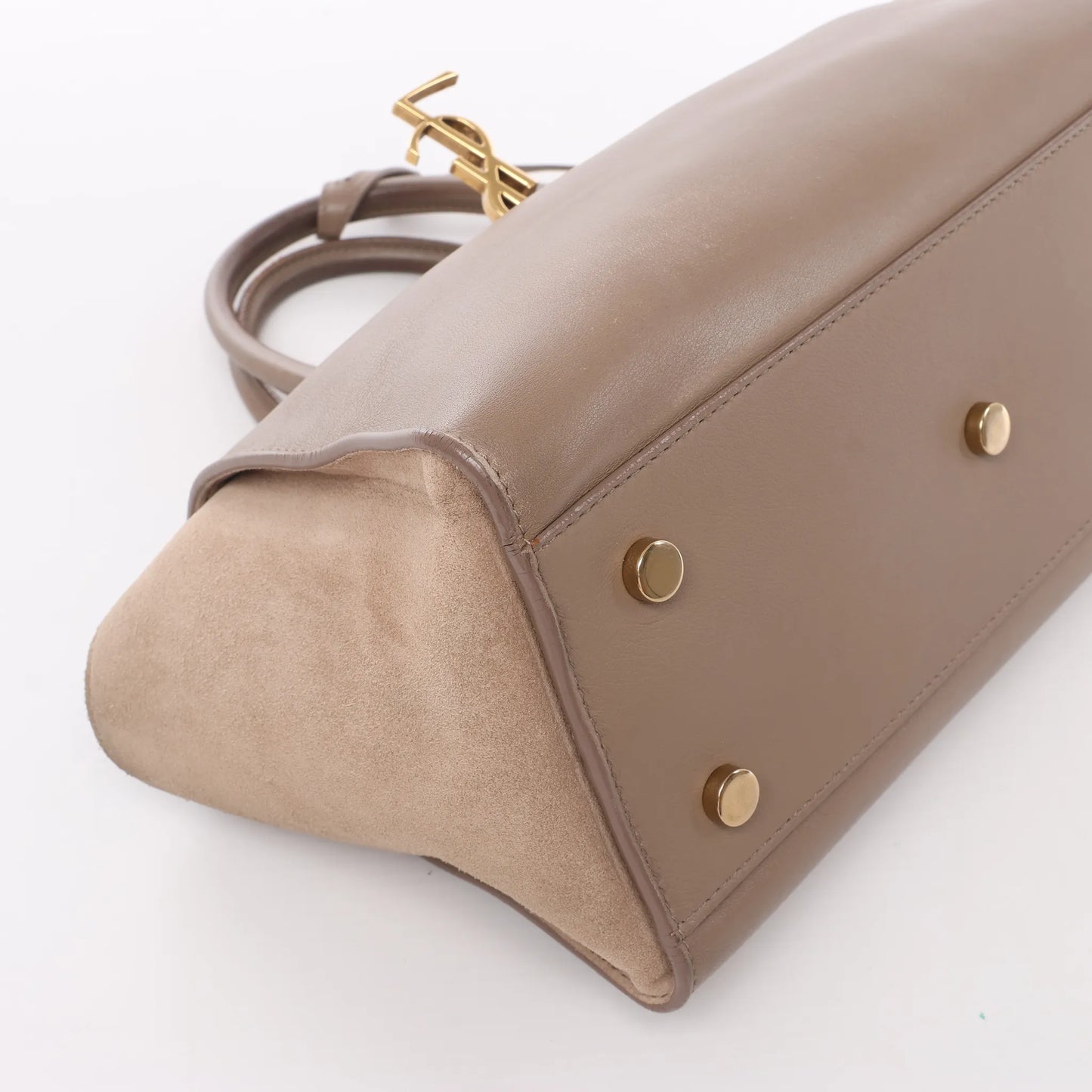 Saint Laurent Paris Downtown Cabas Leather & Suede Handbag in Brown