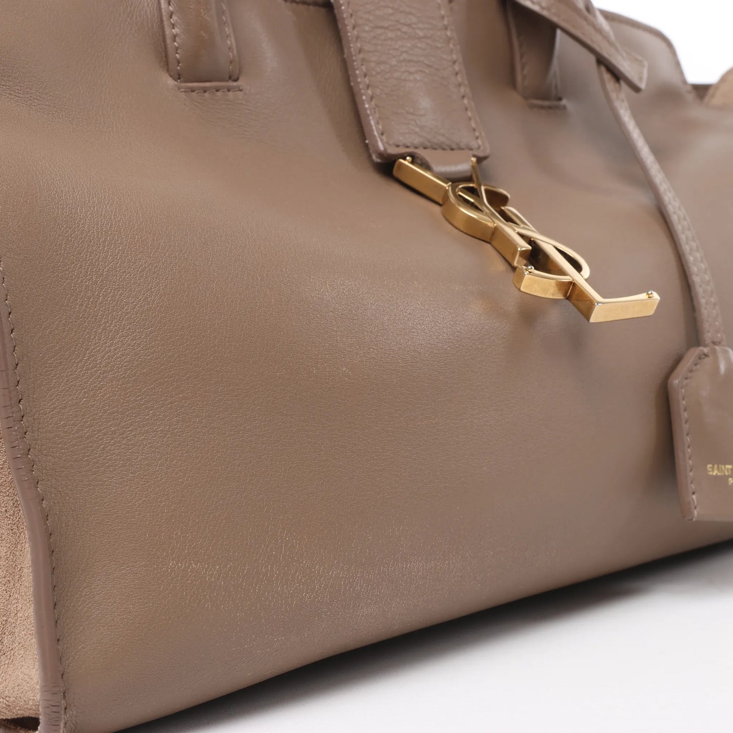 Saint Laurent Paris Downtown Cabas Leather & Suede Handbag in Brown