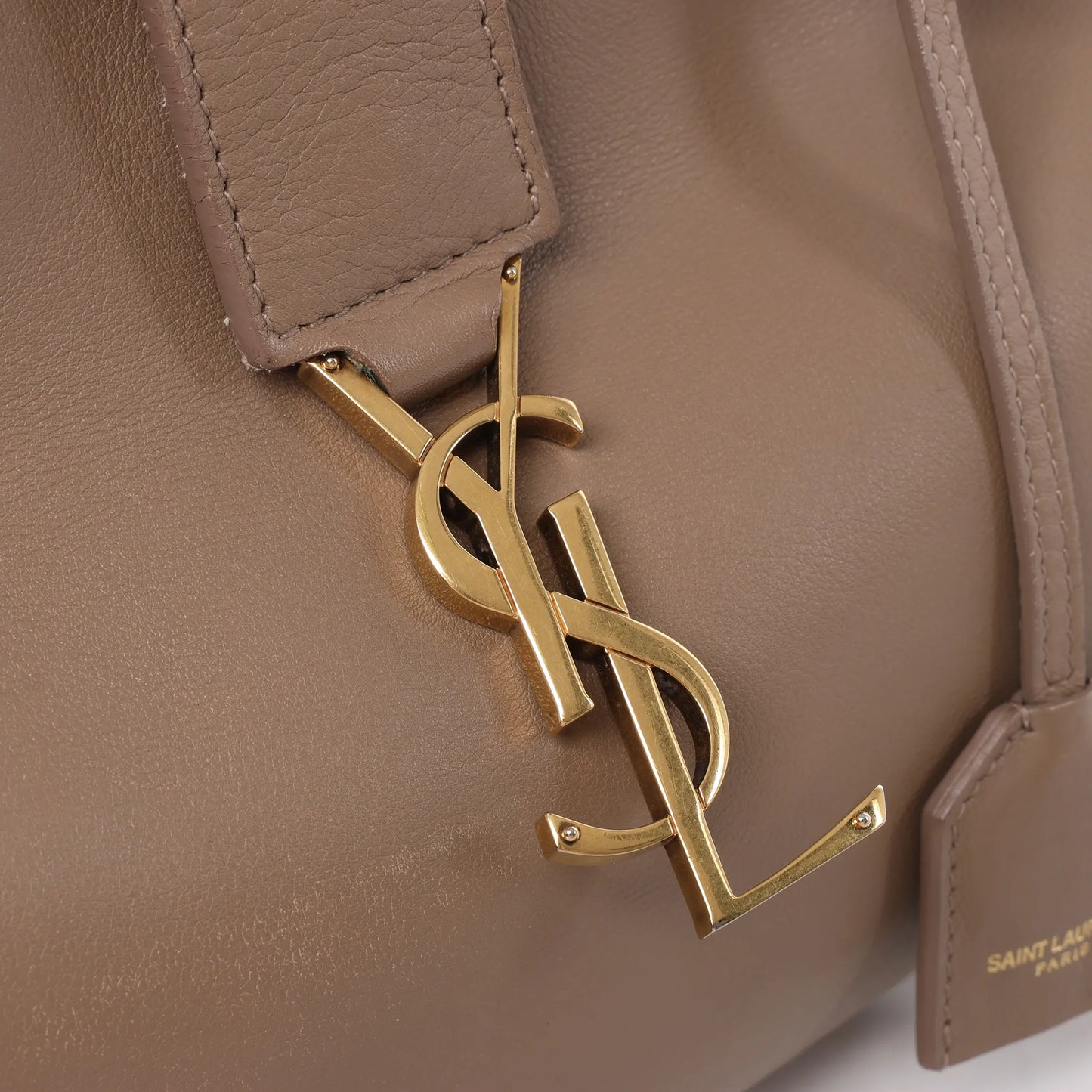 Saint Laurent Paris Downtown Cabas Leather & Suede Handbag in Brown