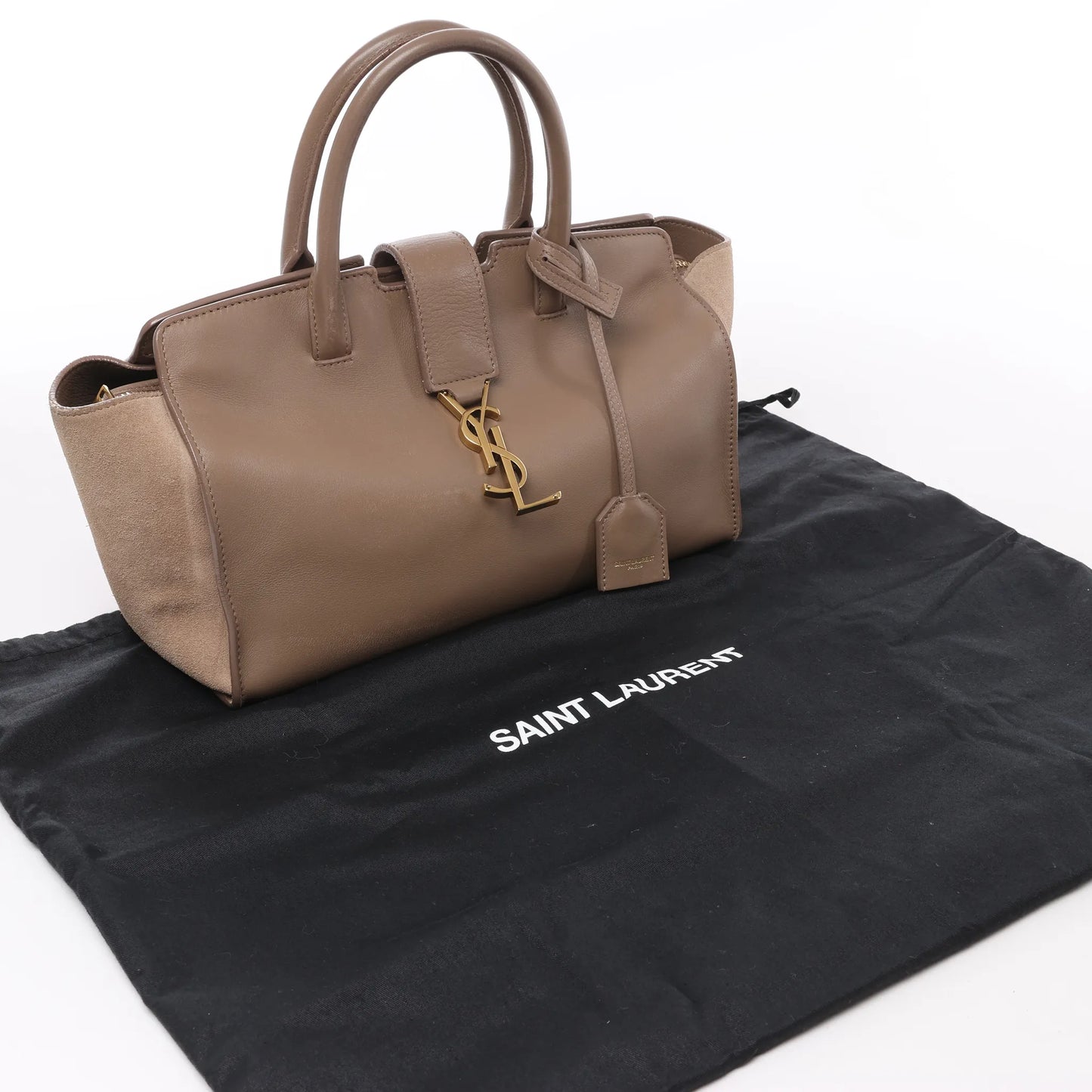 Saint Laurent Paris Downtown Cabas Leather & Suede Handbag in Brown