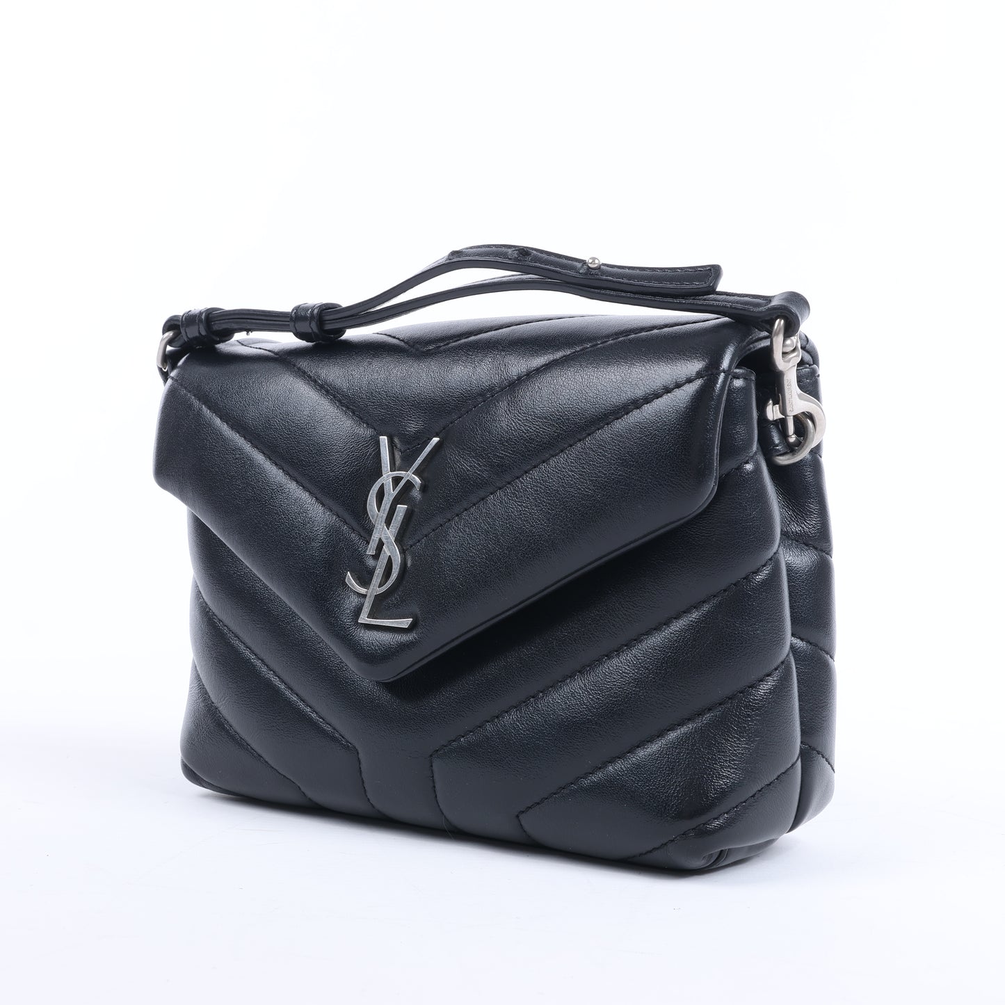 Sac bandoulière Loulou en cuir noir Saint Laurent Paris 467072