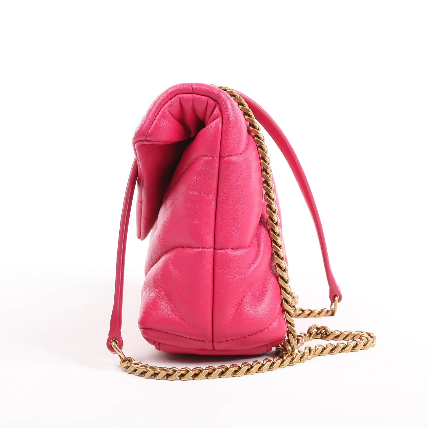 Saint Laurent Paris Loulou Puffer Leather Chain Shoulder Bag in Pink 620333